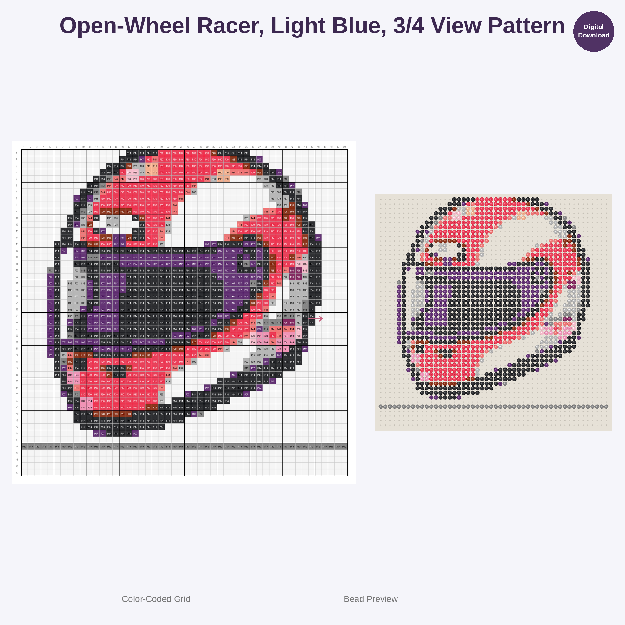 High Octane Race Cars Perler Bead Patterns Bundle, 48 Designs (PDF Digital Download)