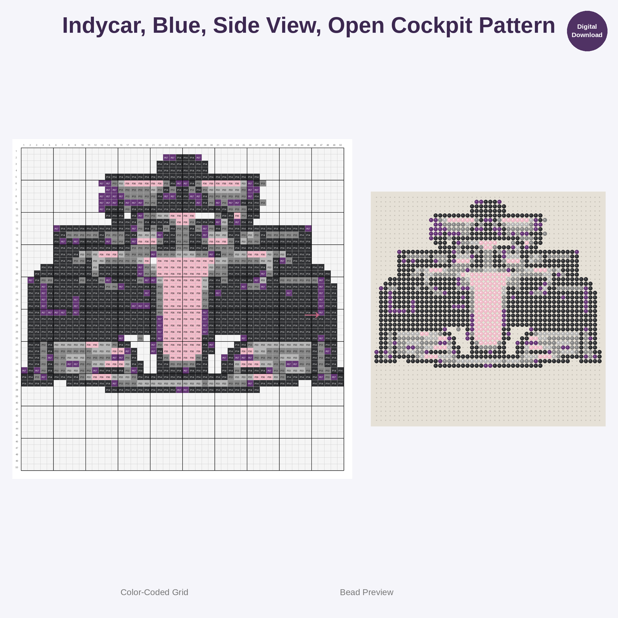 High Octane Race Cars Perler Bead Patterns Bundle, 48 Designs (PDF Digital Download)
