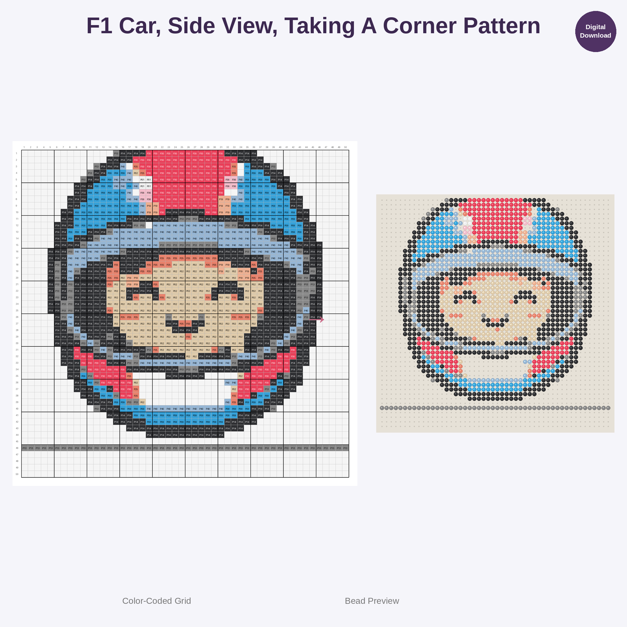 High Octane Race Cars Perler Bead Patterns Bundle, 48 Designs (PDF Digital Download)