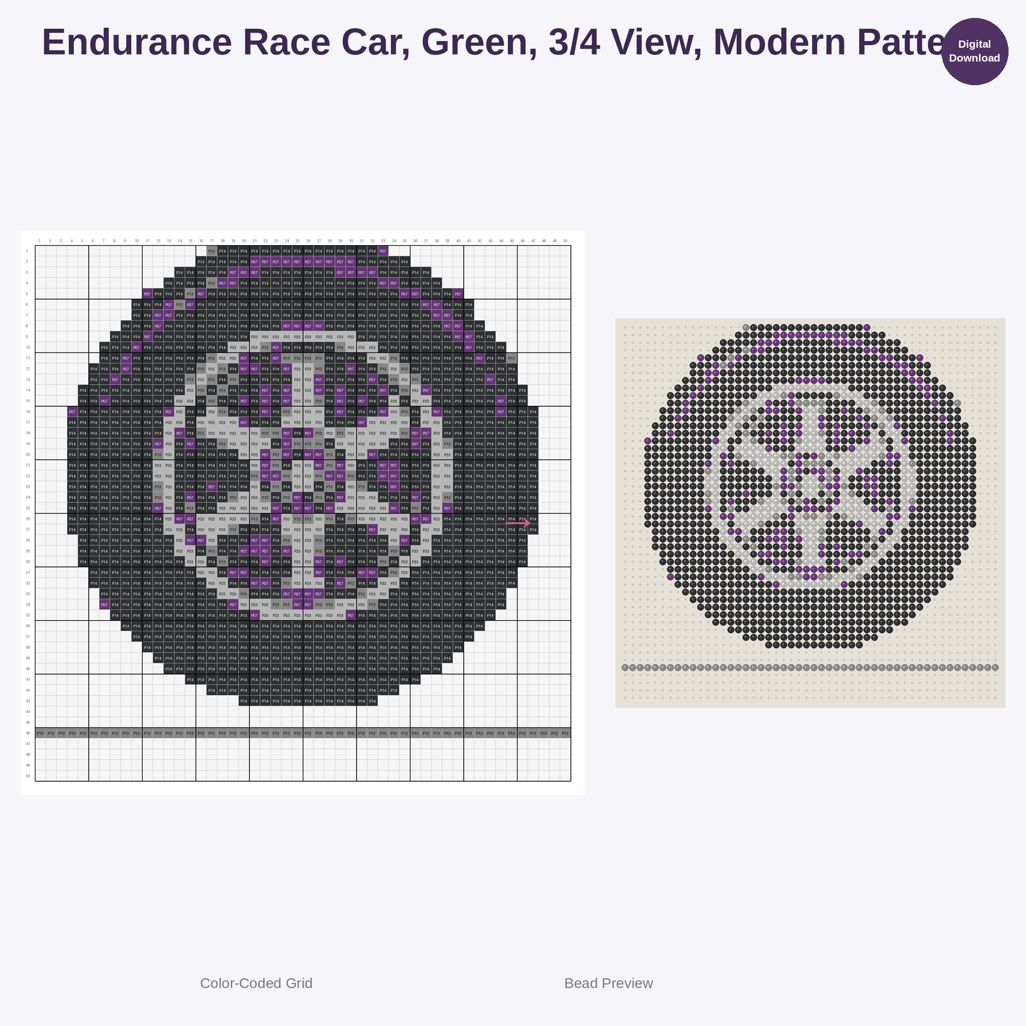 High Octane Race Cars Perler Bead Patterns Bundle, 48 Designs (PDF Digital Download)