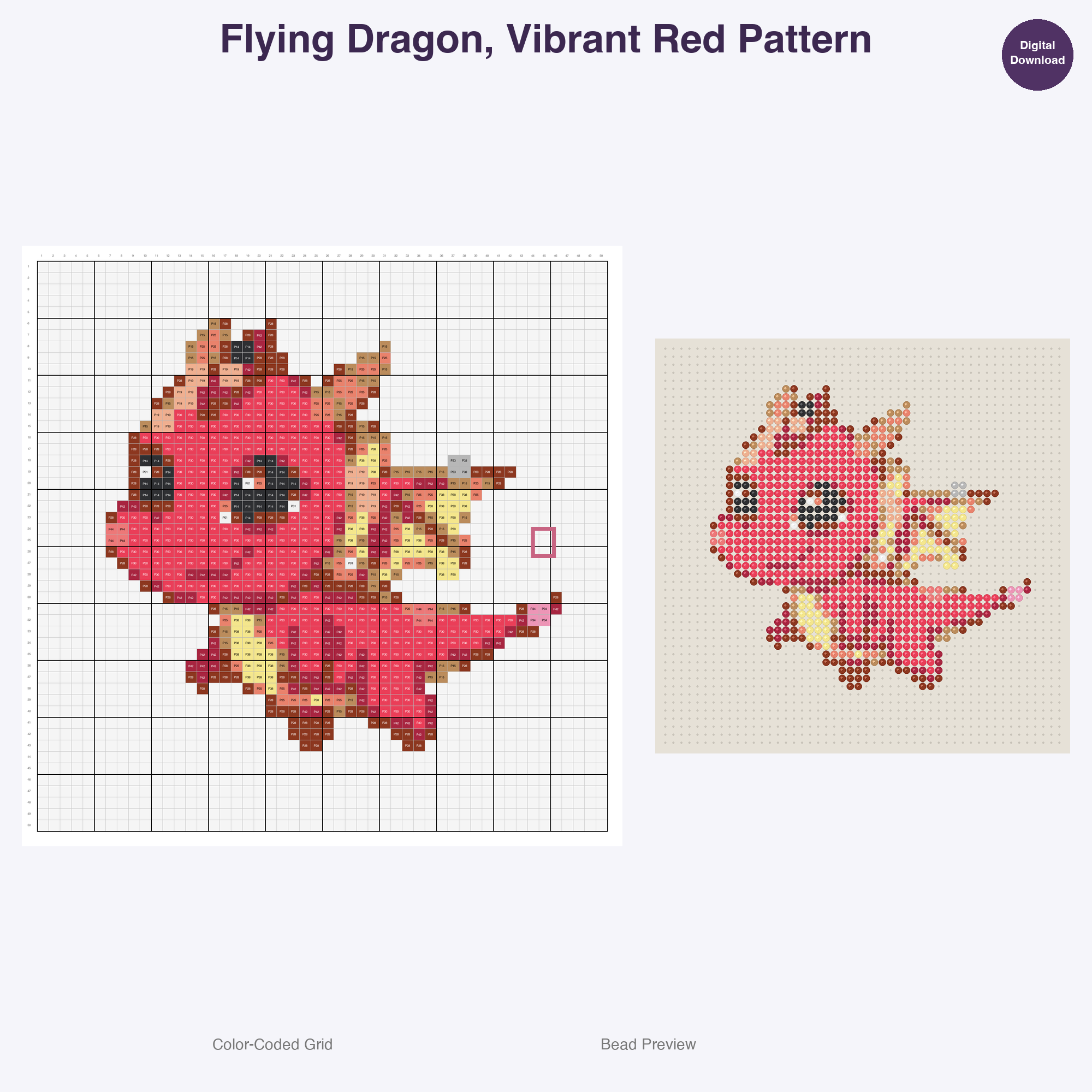 Royal Fables Mythics Perler Bead Patterns, 48 Designs x 3 Grid Sizes (29x29 + 50x50 + 128x128), Fuse Bead PDF Digital Download