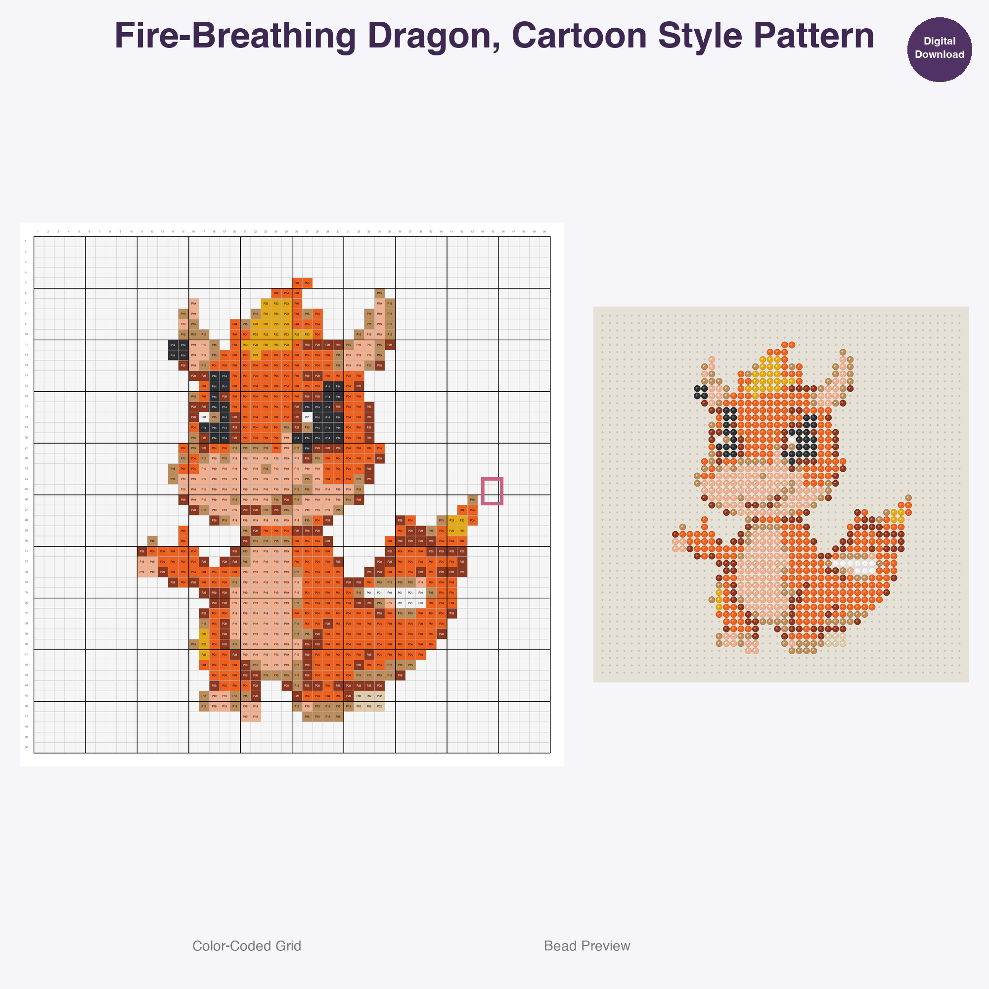 Royal Fables Mythics Perler Bead Patterns, 48 Designs x 3 Grid Sizes (29x29 + 50x50 + 128x128), Fuse Bead PDF Digital Download