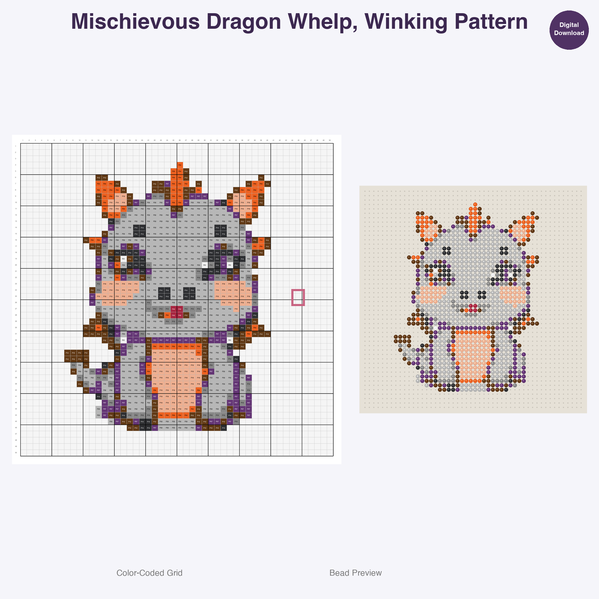 Royal Fables Mythics Perler Bead Patterns, 48 Designs x 3 Grid Sizes (29x29 + 50x50 + 128x128), Fuse Bead PDF Digital Download