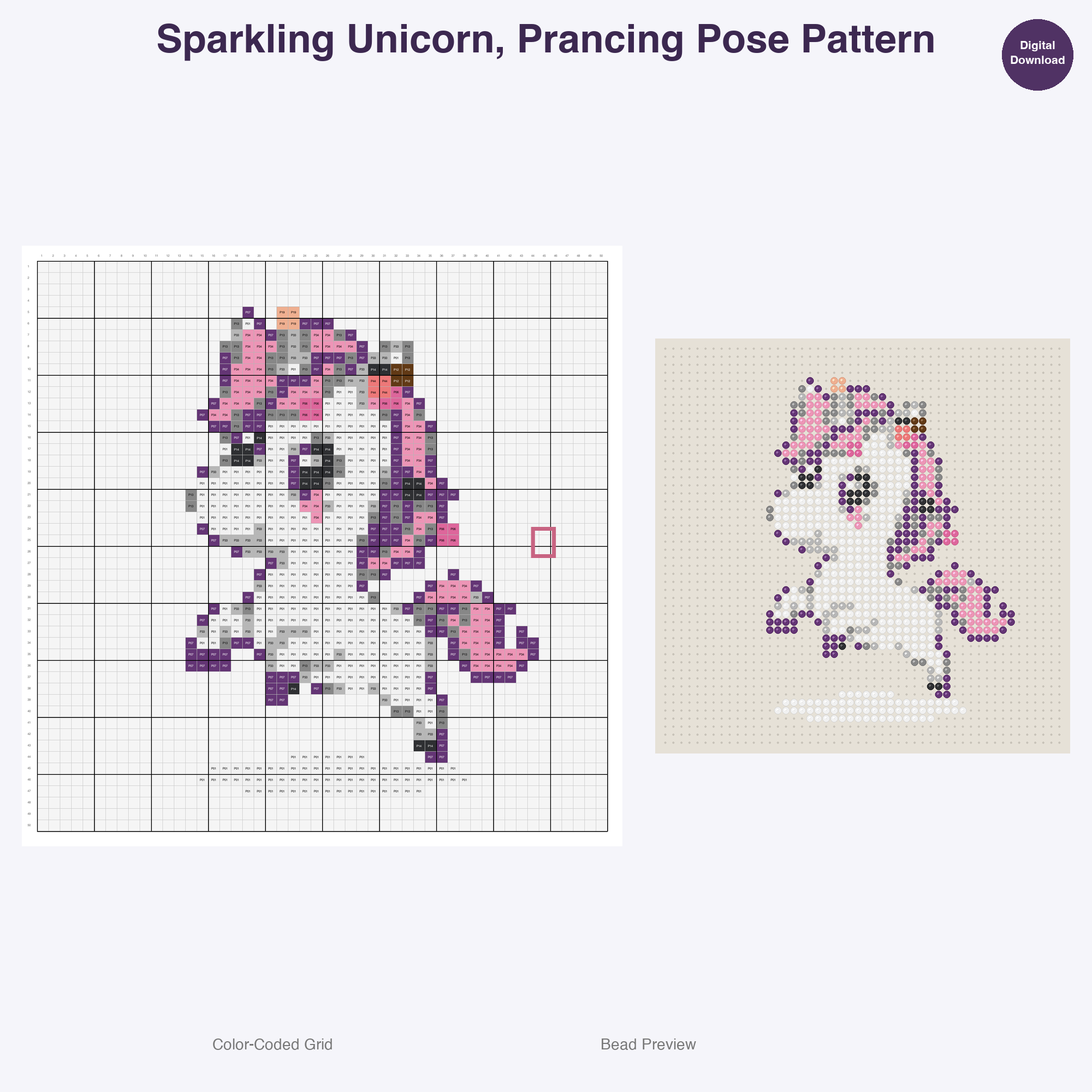 Royal Fables Mythics Perler Bead Patterns, 48 Designs x 3 Grid Sizes (29x29 + 50x50 + 128x128), Fuse Bead PDF Digital Download