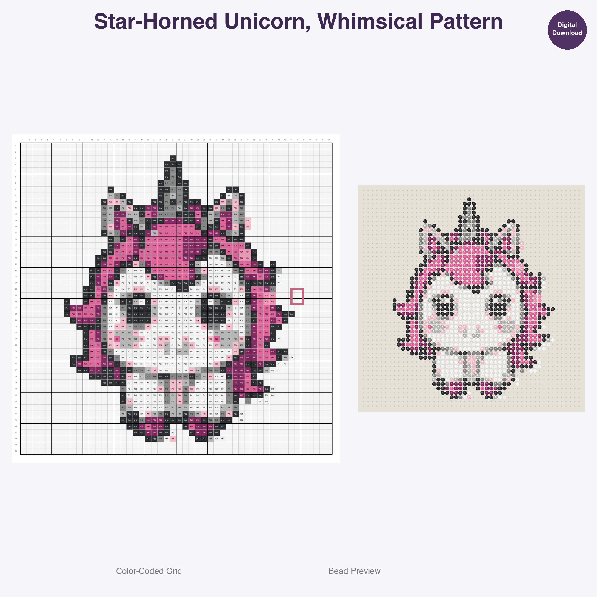 Royal Fables Mythics Perler Bead Patterns, 48 Designs x 3 Grid Sizes (29x29 + 50x50 + 128x128), Fuse Bead PDF Digital Download