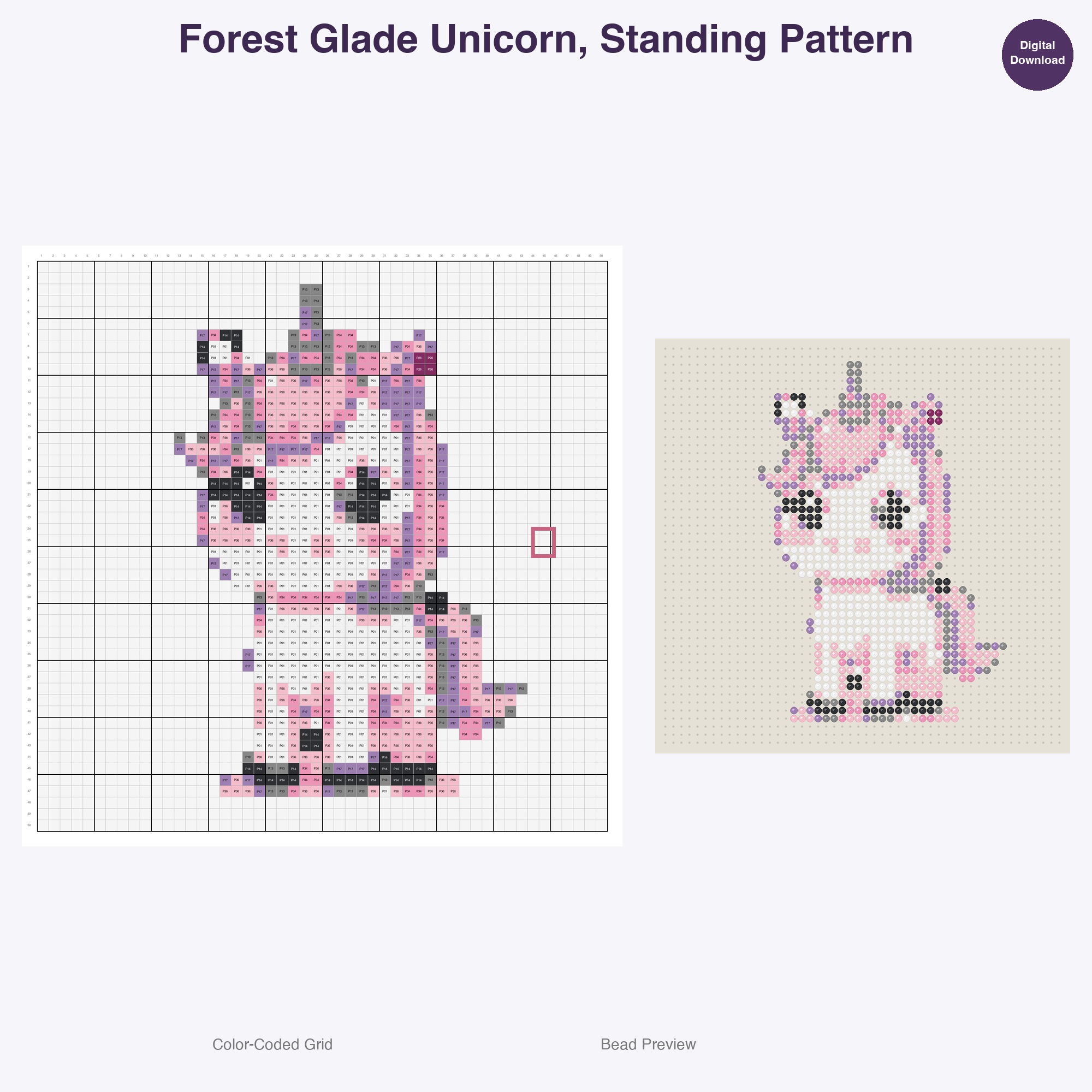 Royal Fables Mythics Perler Bead Patterns, 48 Designs x 3 Grid Sizes (29x29 + 50x50 + 128x128), Fuse Bead PDF Digital Download