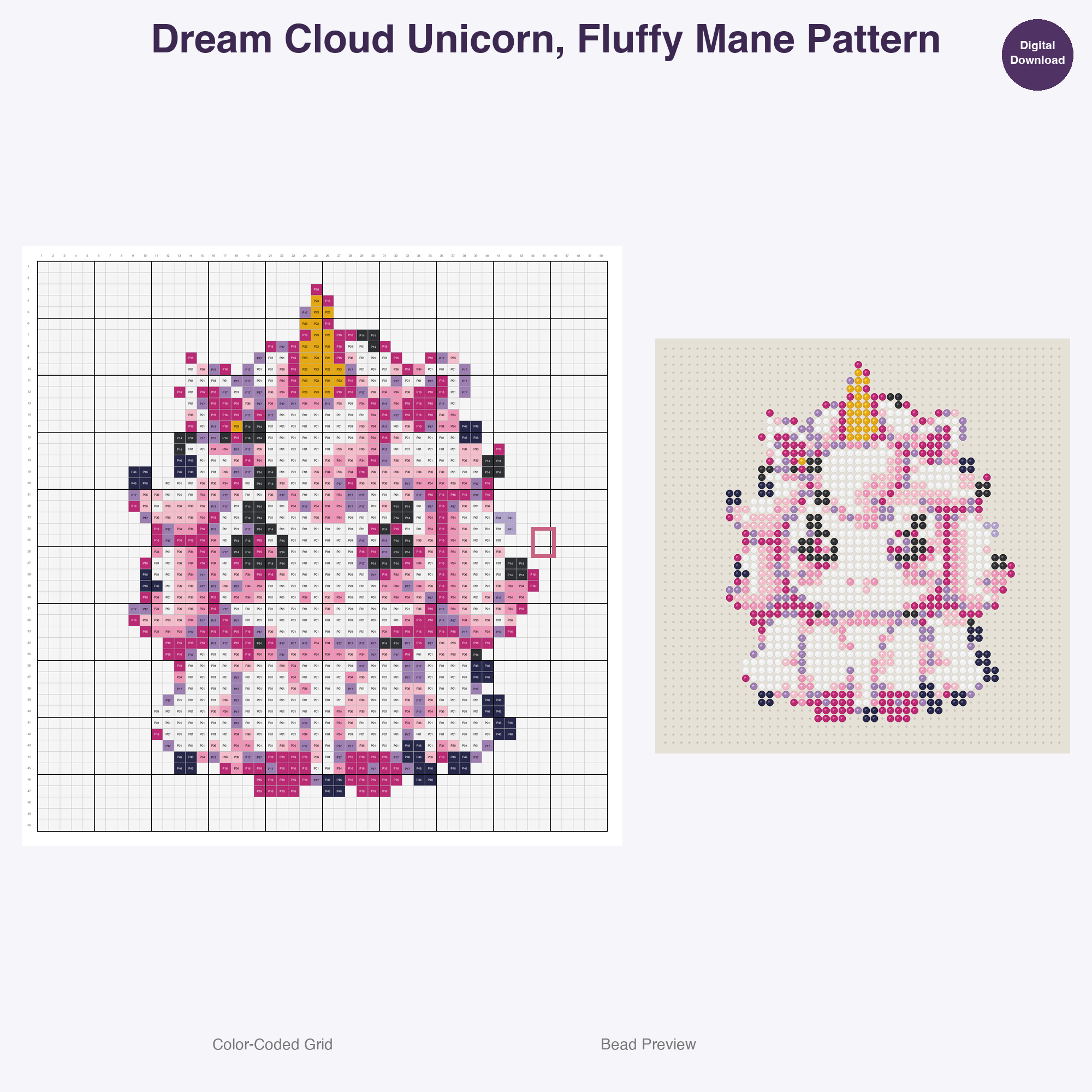 Royal Fables Mythics Perler Bead Patterns, 48 Designs x 3 Grid Sizes (29x29 + 50x50 + 128x128), Fuse Bead PDF Digital Download