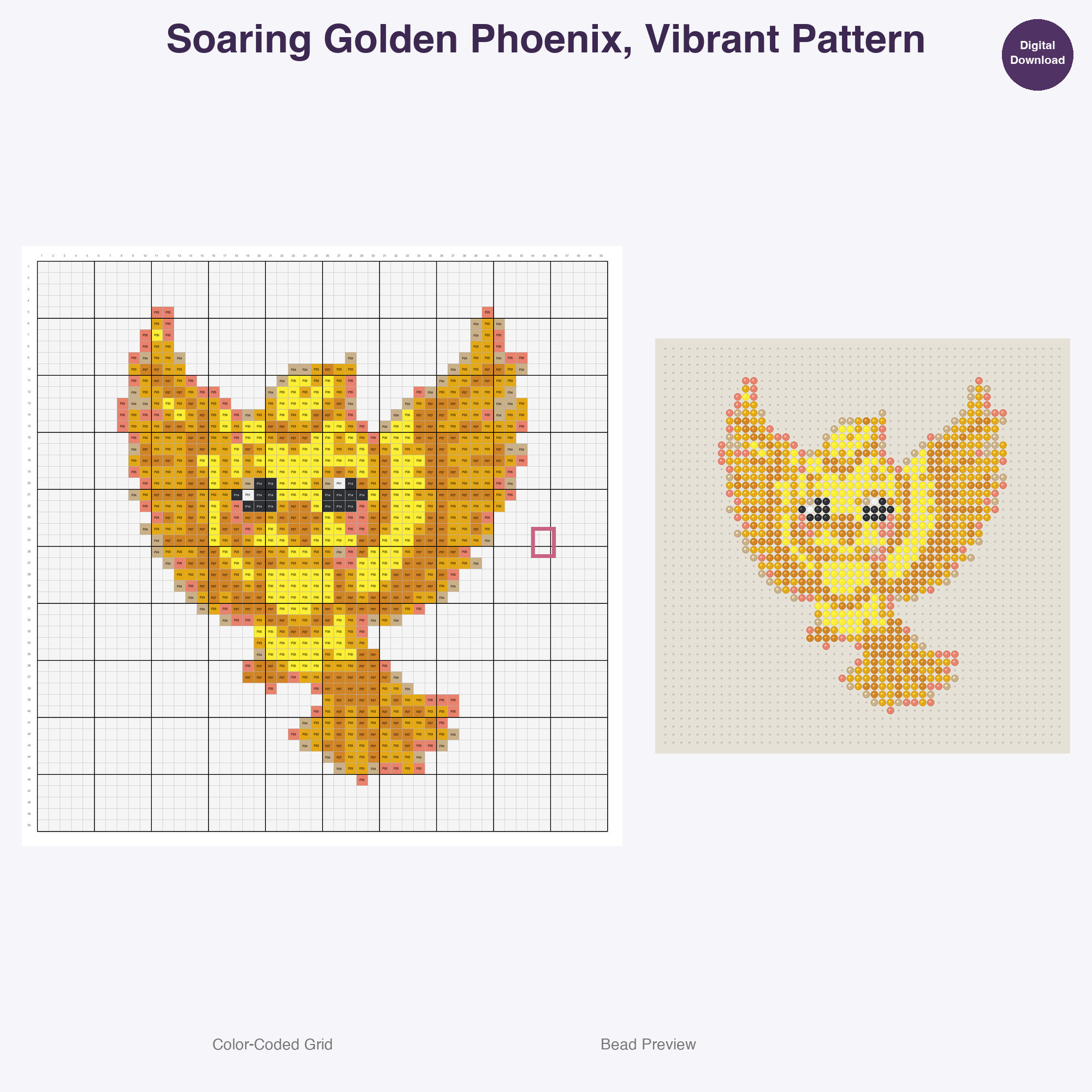 Royal Fables Mythics Perler Bead Patterns, 48 Designs x 3 Grid Sizes (29x29 + 50x50 + 128x128), Fuse Bead PDF Digital Download