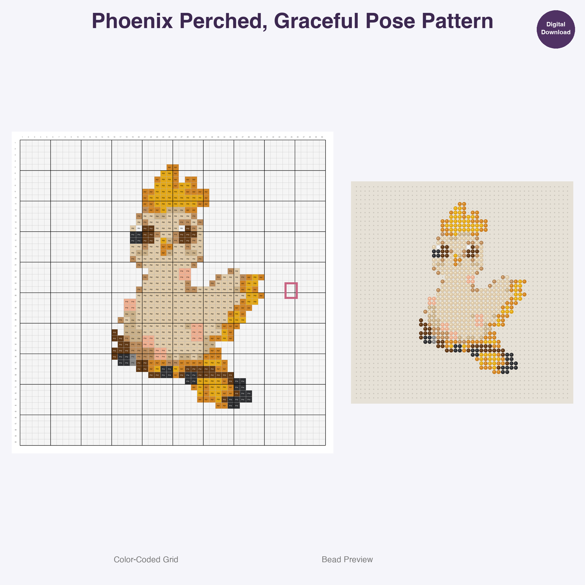 Royal Fables Mythics Perler Bead Patterns, 48 Designs x 3 Grid Sizes (29x29 + 50x50 + 128x128), Fuse Bead PDF Digital Download