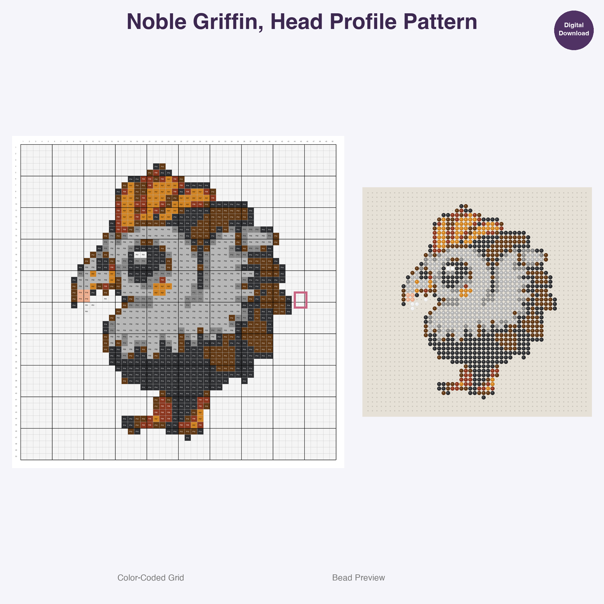 Royal Fables Mythics Perler Bead Patterns, 48 Designs x 3 Grid Sizes (29x29 + 50x50 + 128x128), Fuse Bead PDF Digital Download
