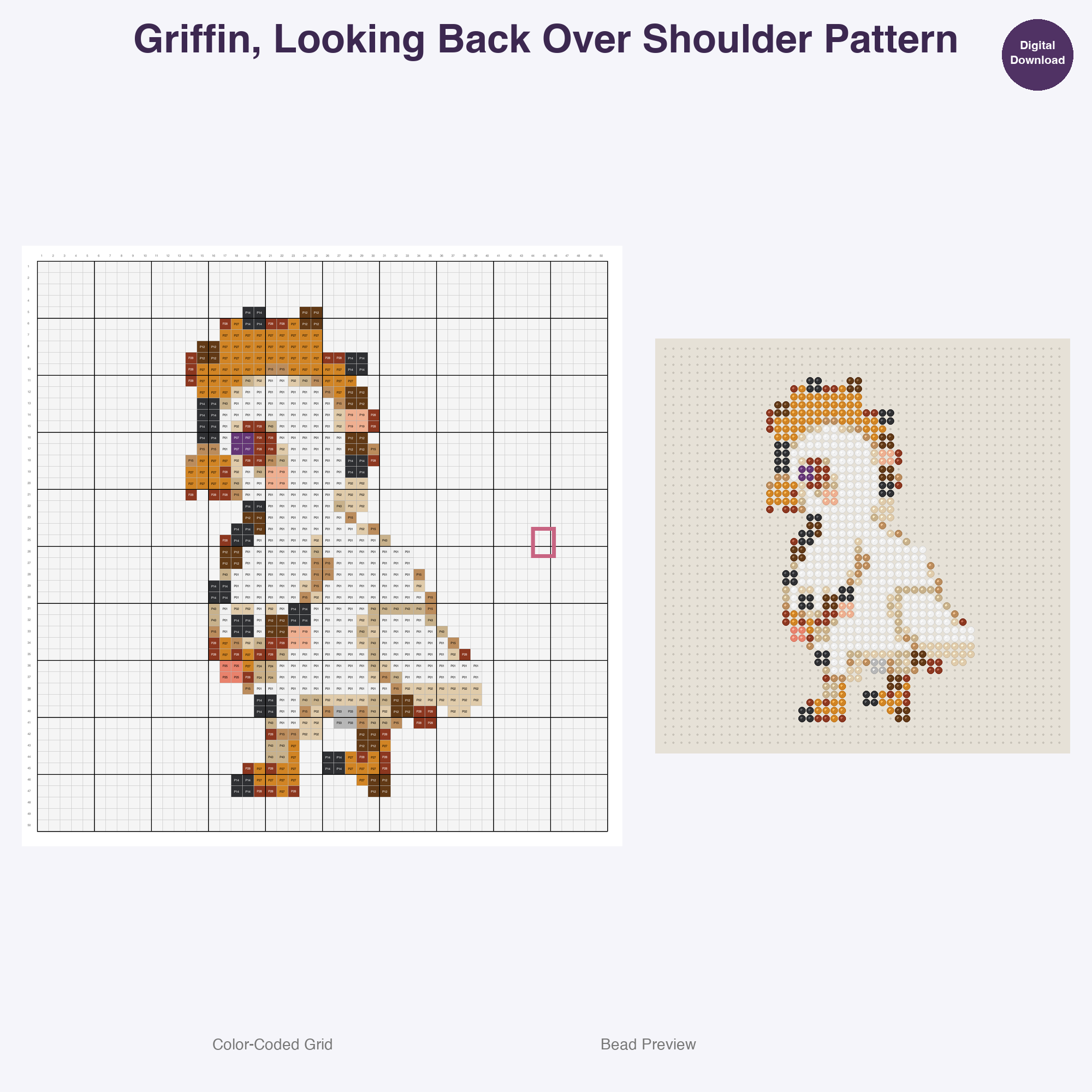 Royal Fables Mythics Perler Bead Patterns, 48 Designs x 3 Grid Sizes (29x29 + 50x50 + 128x128), Fuse Bead PDF Digital Download
