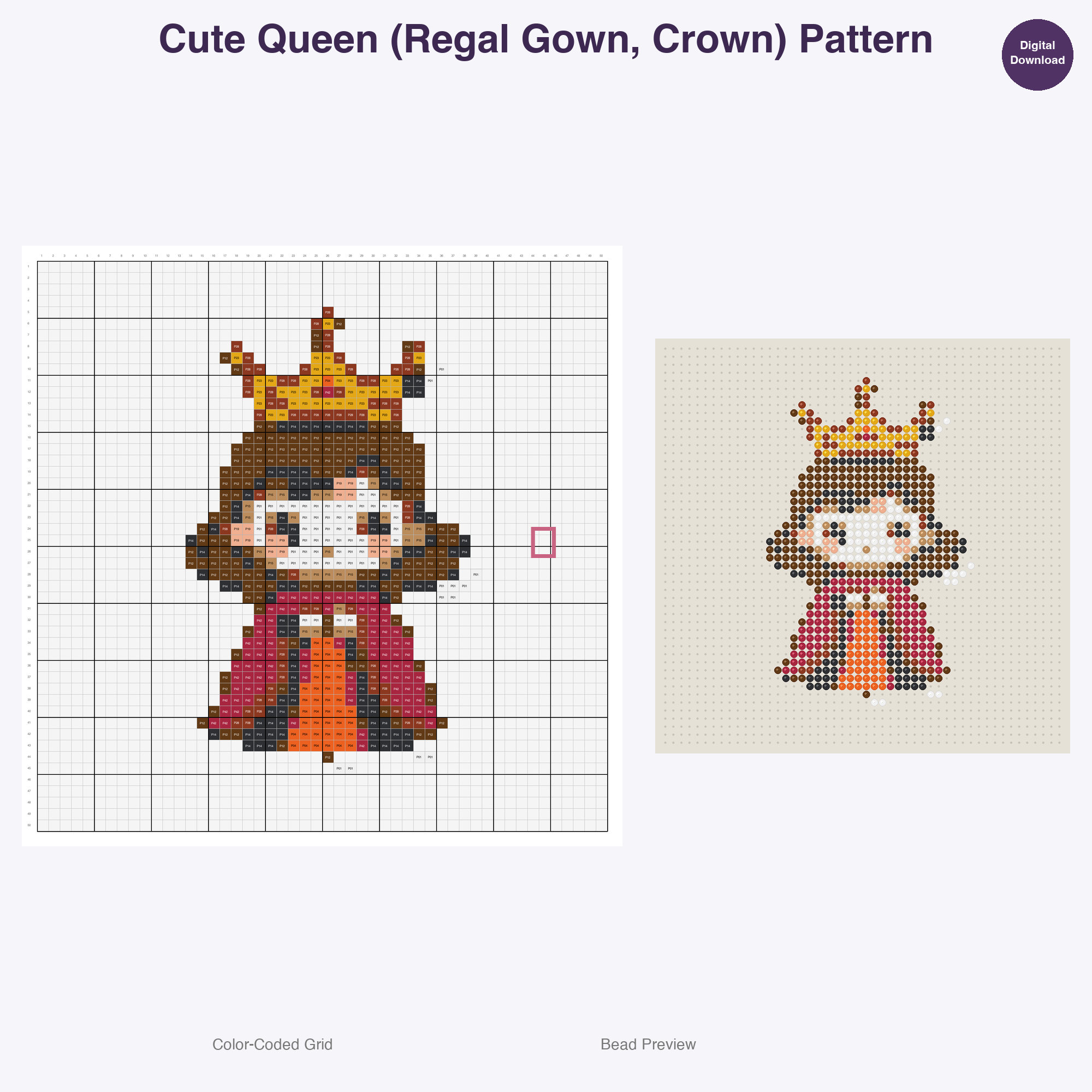 Royal Keep Residents Perler Bead Patterns, 48 Designs x 2 Grid Sizes (50x50 + 128x128), Fuse Bead PDF Digital Download