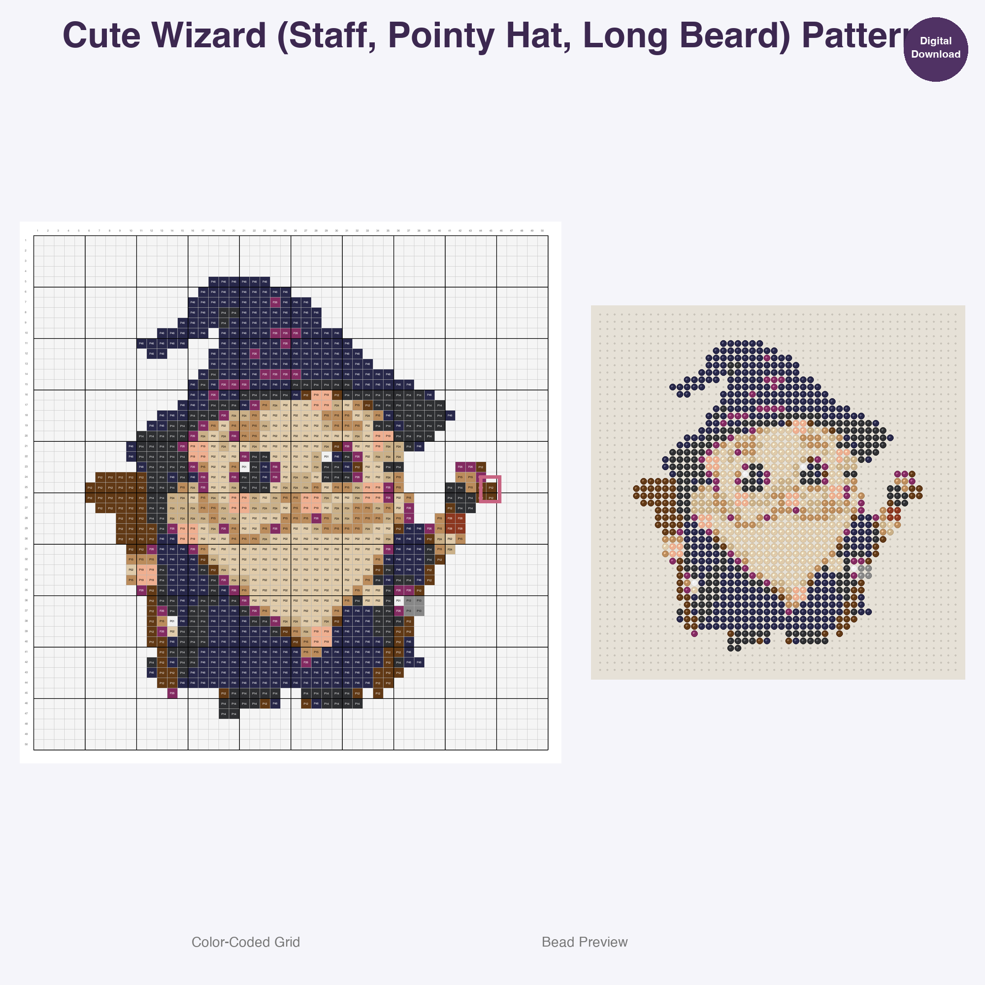 Royal Keep Residents Perler Bead Patterns, 48 Designs x 2 Grid Sizes (50x50 + 128x128), Fuse Bead PDF Digital Download