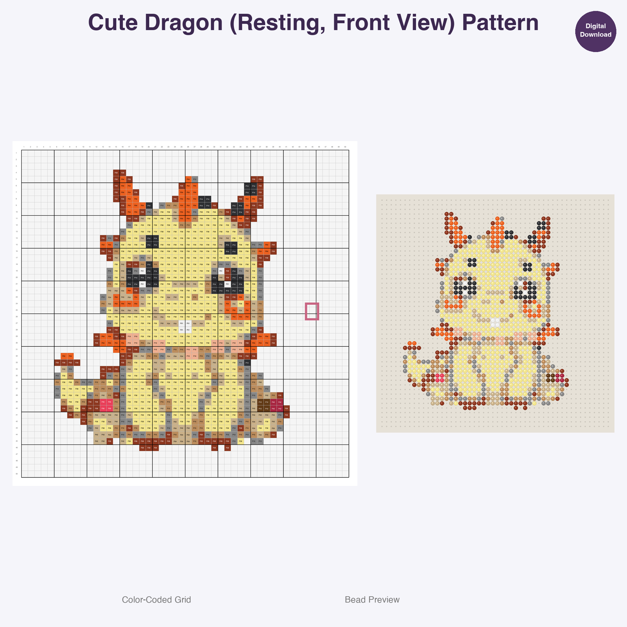 Royal Keep Residents Perler Bead Patterns, 48 Designs x 2 Grid Sizes (50x50 + 128x128), Fuse Bead PDF Digital Download
