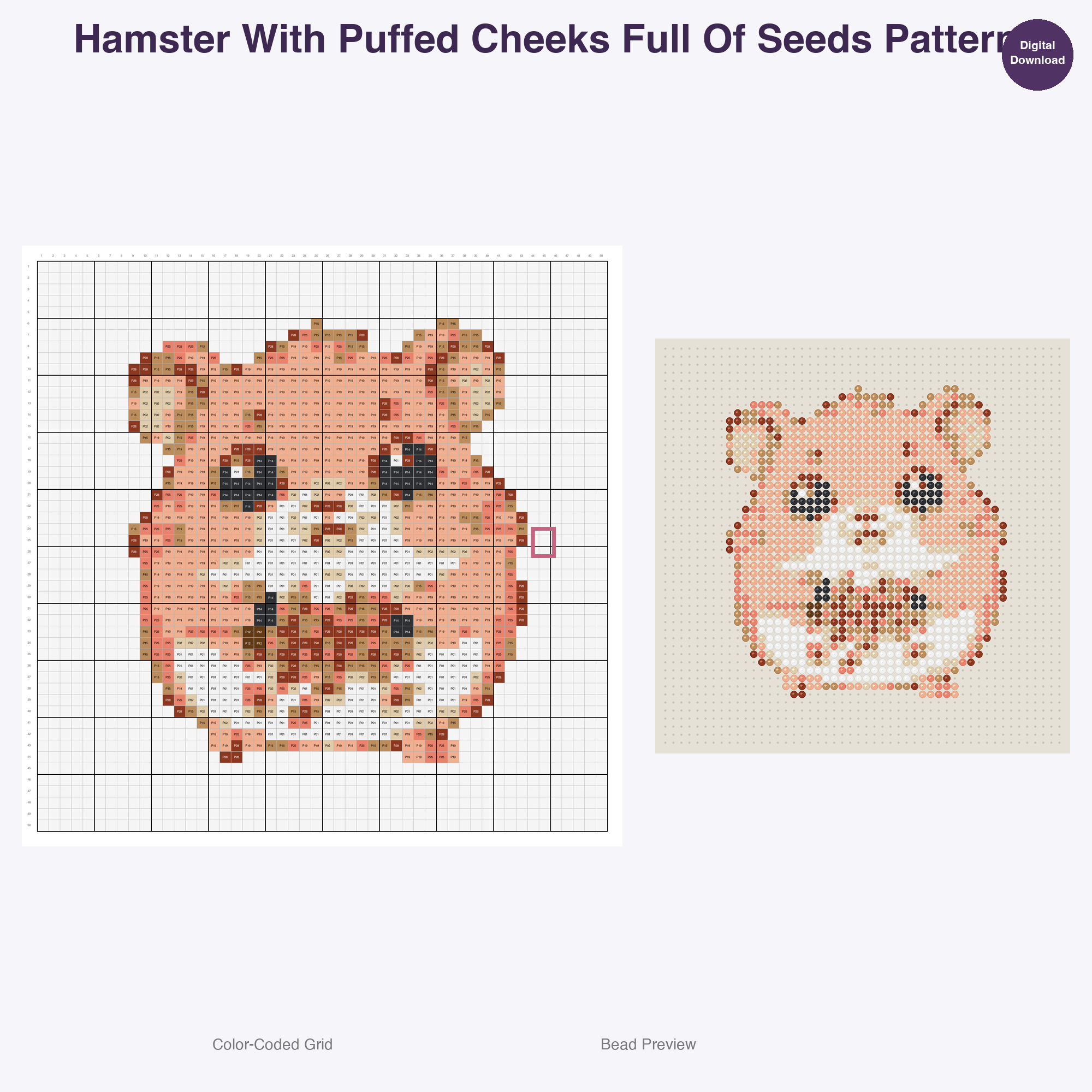 Snack Time Small Pets Perler Bead Patterns, 48 Designs x 3 Grid Sizes (29x29 + 50x50 + 128x128), Fuse Bead PDF Digital Download