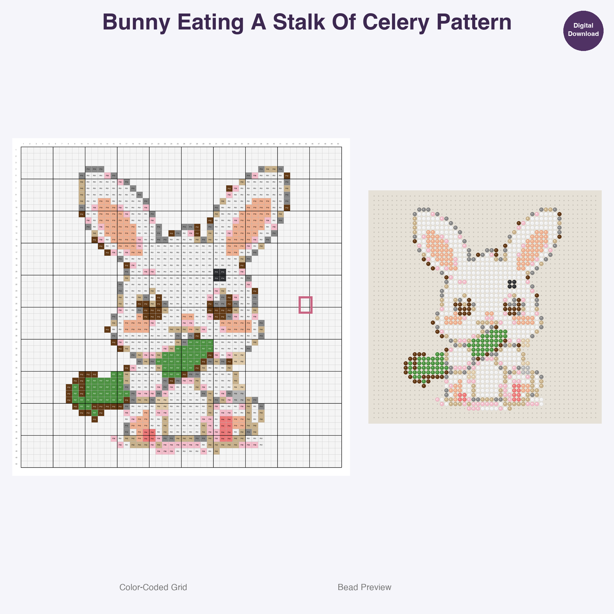 Snack Time Small Pets Perler Bead Patterns, 48 Designs x 3 Grid Sizes (29x29 + 50x50 + 128x128), Fuse Bead PDF Digital Download