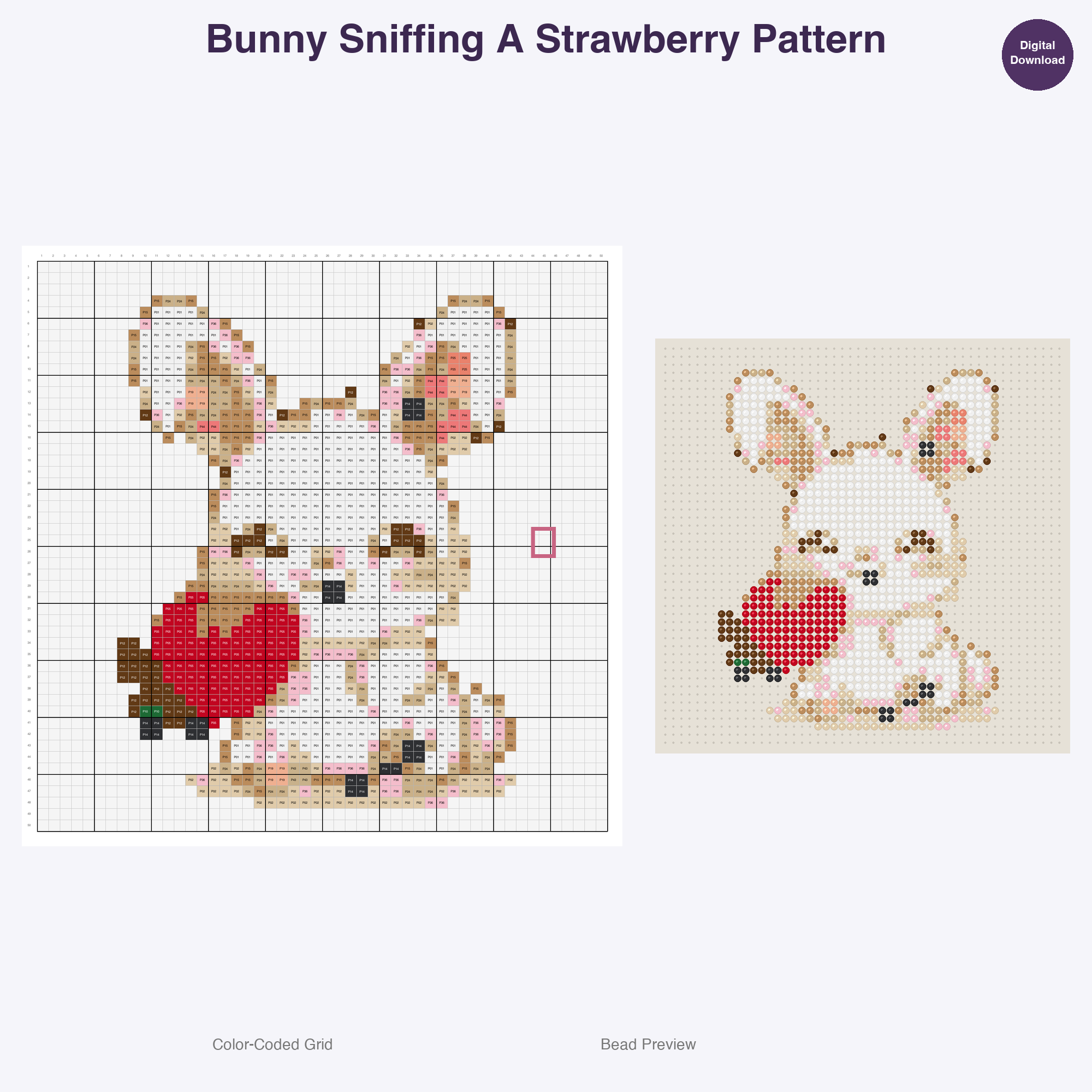 Snack Time Small Pets Perler Bead Patterns, 48 Designs x 3 Grid Sizes (29x29 + 50x50 + 128x128), Fuse Bead PDF Digital Download