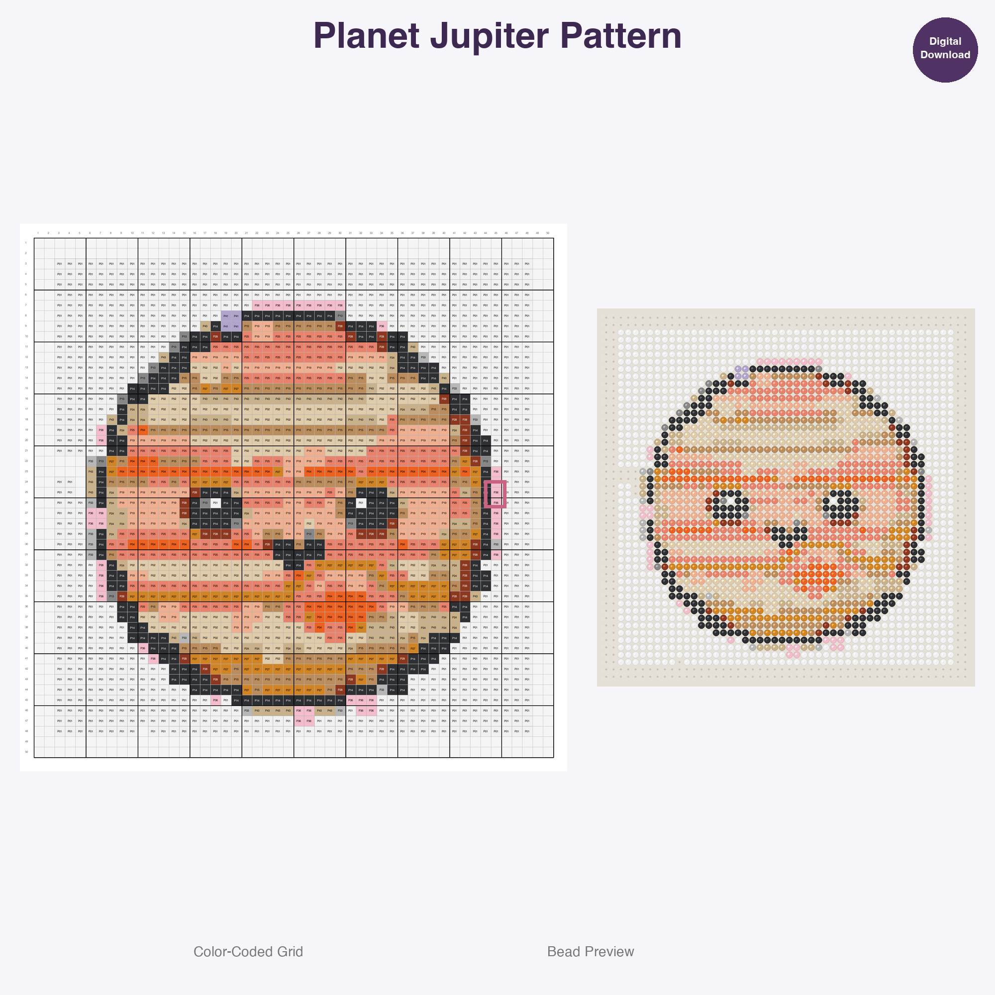 Kawaii Space Astronauts Perler Bead Patterns, 48 Designs x 3 Grid Sizes (29x29 + 50x50 + 128x128), Fuse Bead PDF Digital Download