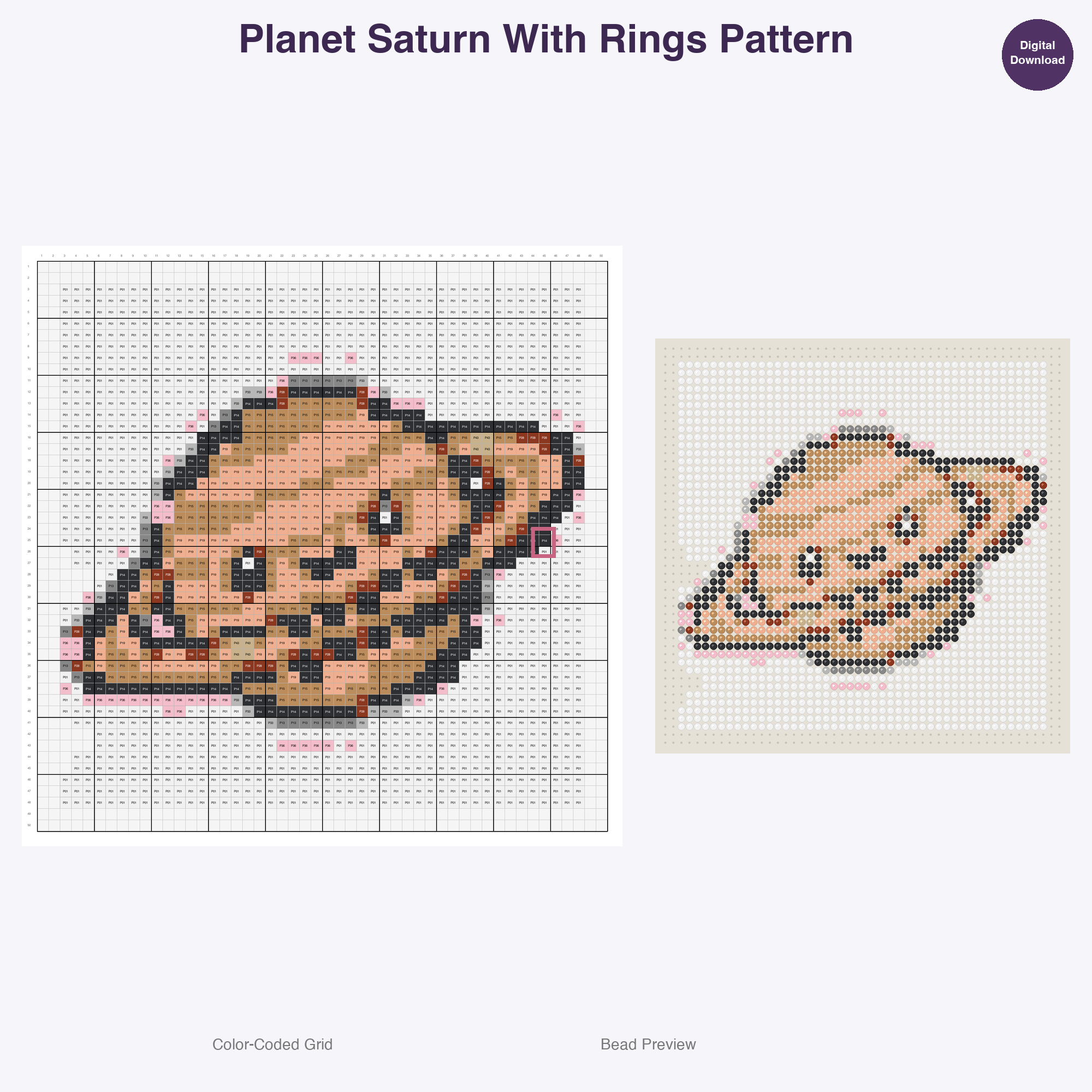 Kawaii Space Astronauts Perler Bead Patterns, 48 Designs x 3 Grid Sizes (29x29 + 50x50 + 128x128), Fuse Bead PDF Digital Download
