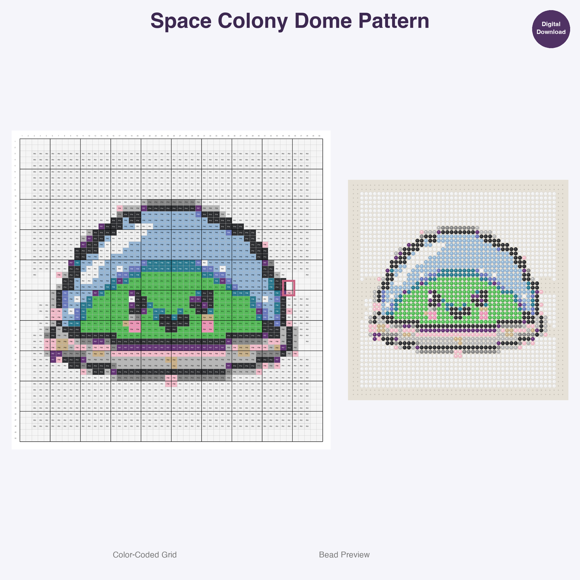 Kawaii Space Astronauts Perler Bead Patterns, 48 Designs x 3 Grid Sizes (29x29 + 50x50 + 128x128), Fuse Bead PDF Digital Download