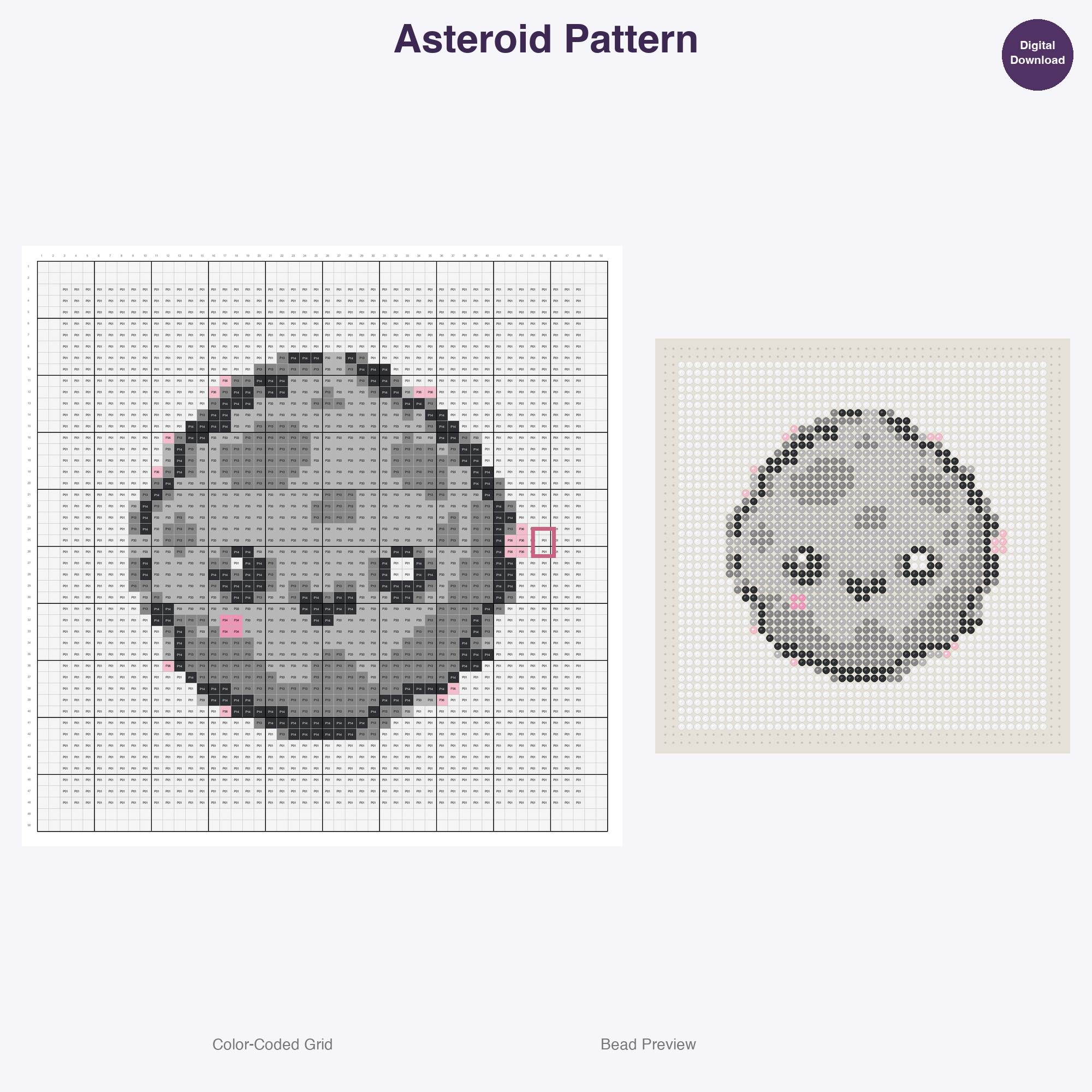 Kawaii Space Astronauts Perler Bead Patterns, 48 Designs x 3 Grid Sizes (29x29 + 50x50 + 128x128), Fuse Bead PDF Digital Download