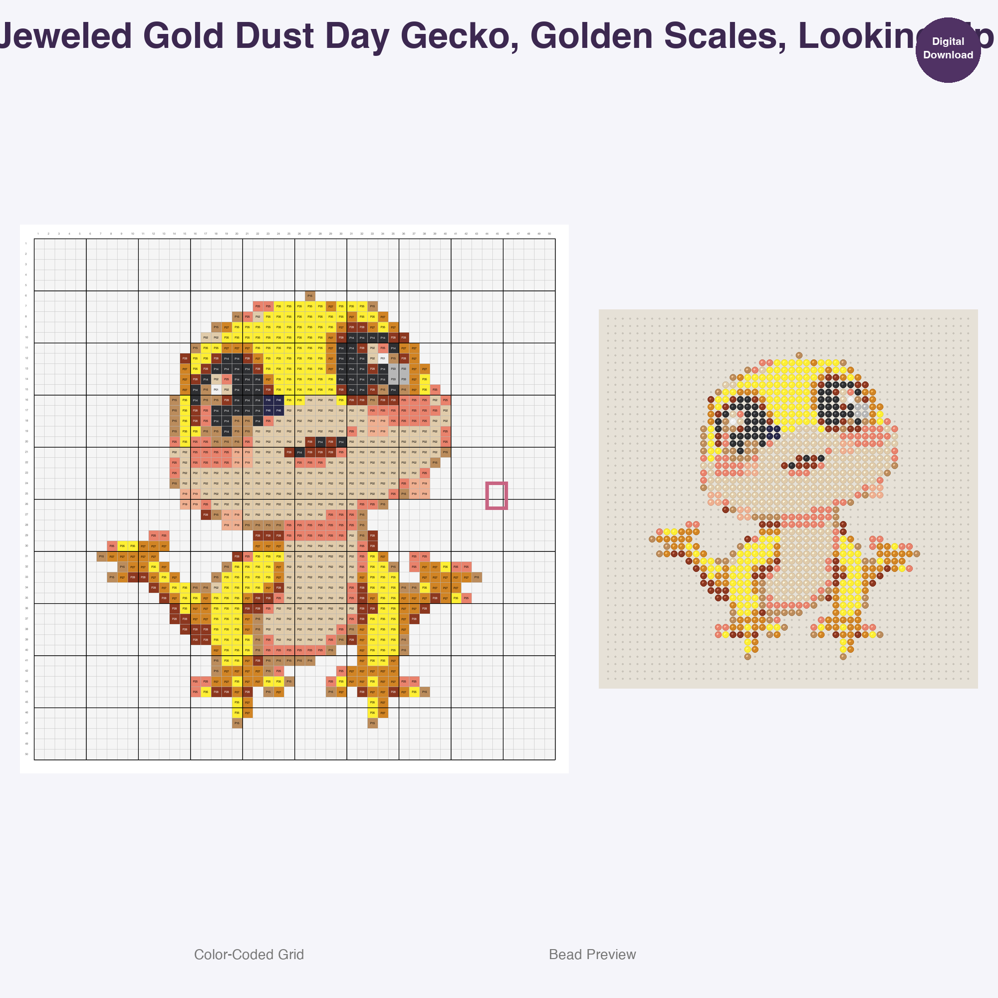 Sparkle Scale Reptiles Perler Bead Patterns, 48 Designs x 2 Grid Sizes (50x50 + 128x128), Fuse Bead PDF Digital Download