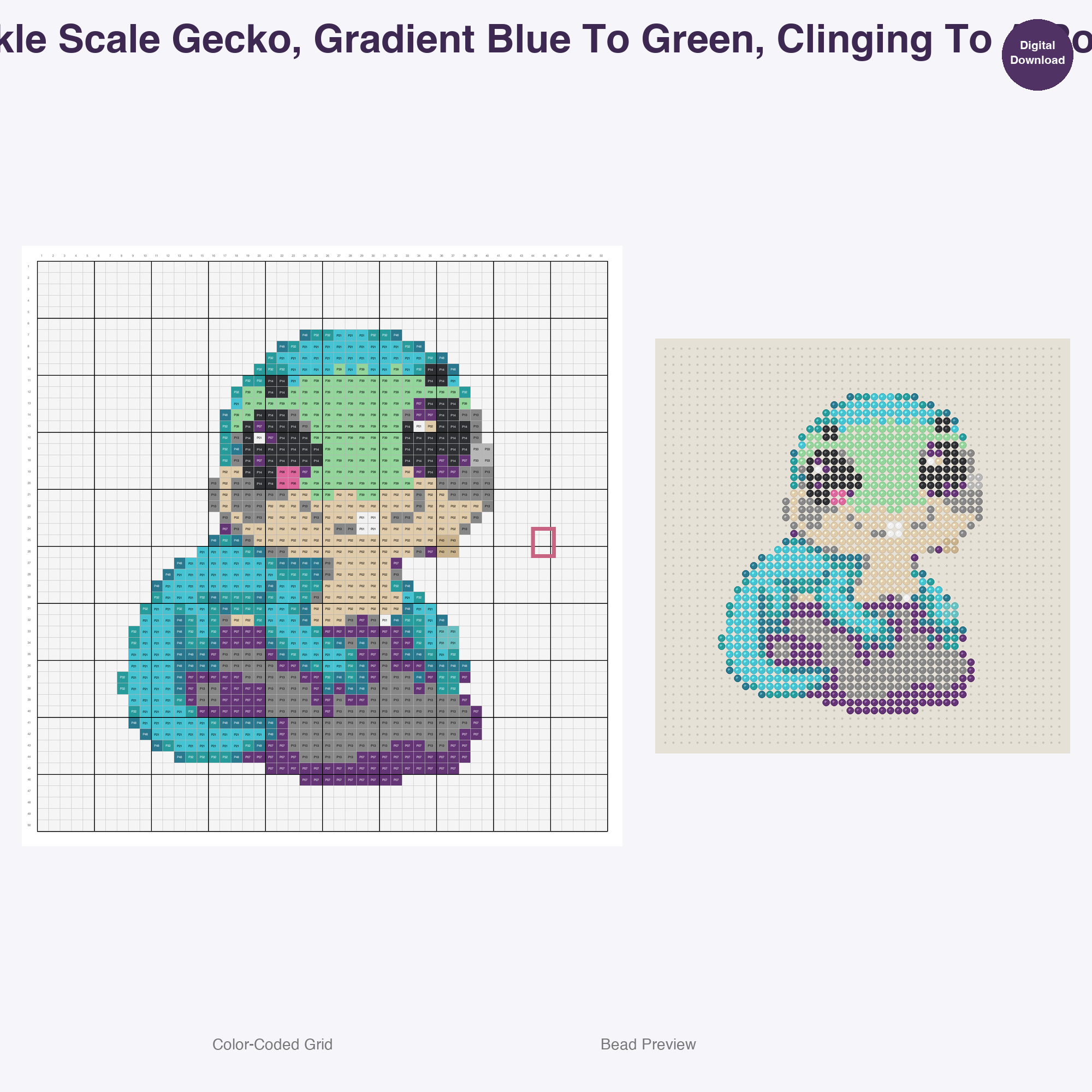 Sparkle Scale Reptiles Perler Bead Patterns, 48 Designs x 2 Grid Sizes (50x50 + 128x128), Fuse Bead PDF Digital Download
