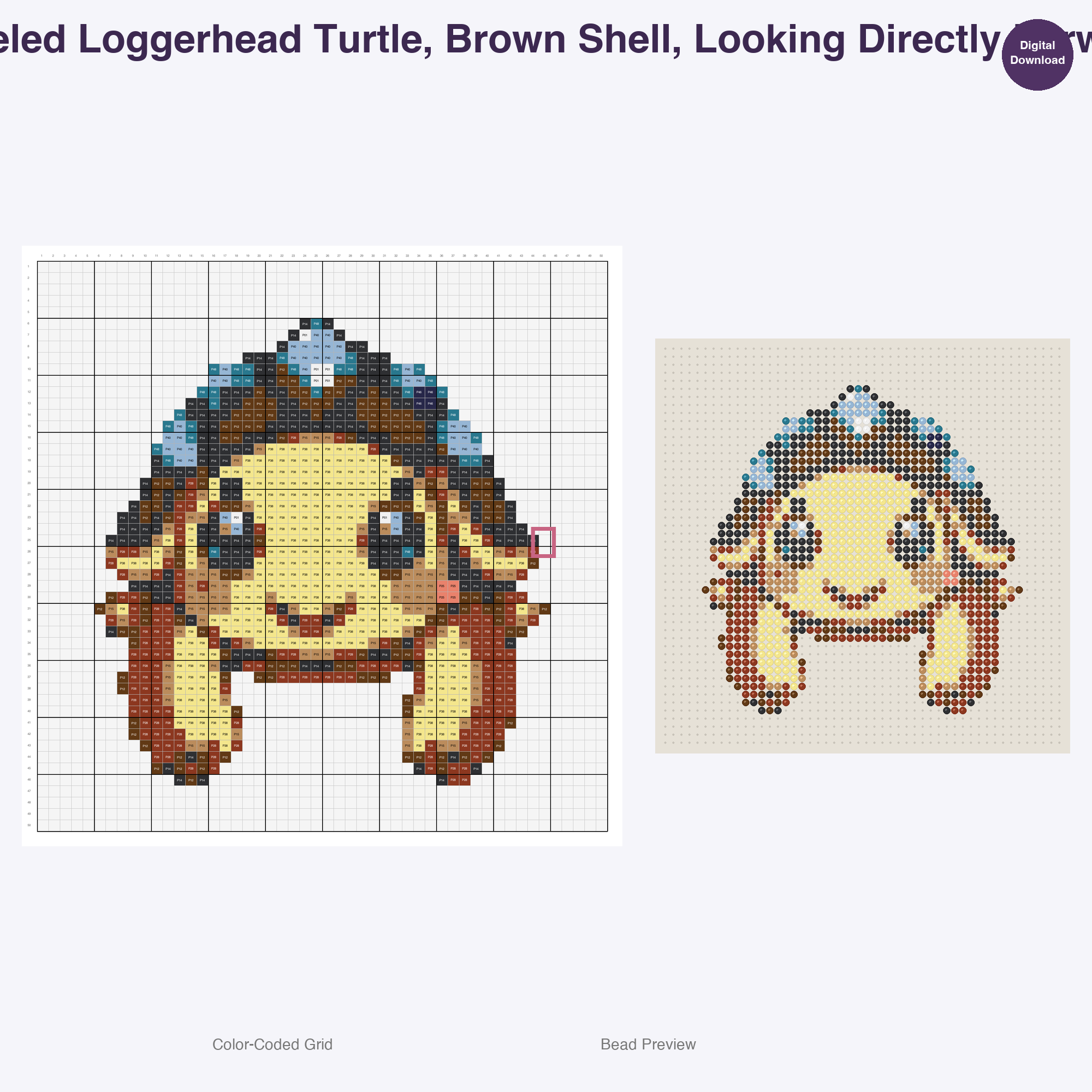 Sparkle Scale Reptiles Perler Bead Patterns, 48 Designs x 2 Grid Sizes (50x50 + 128x128), Fuse Bead PDF Digital Download