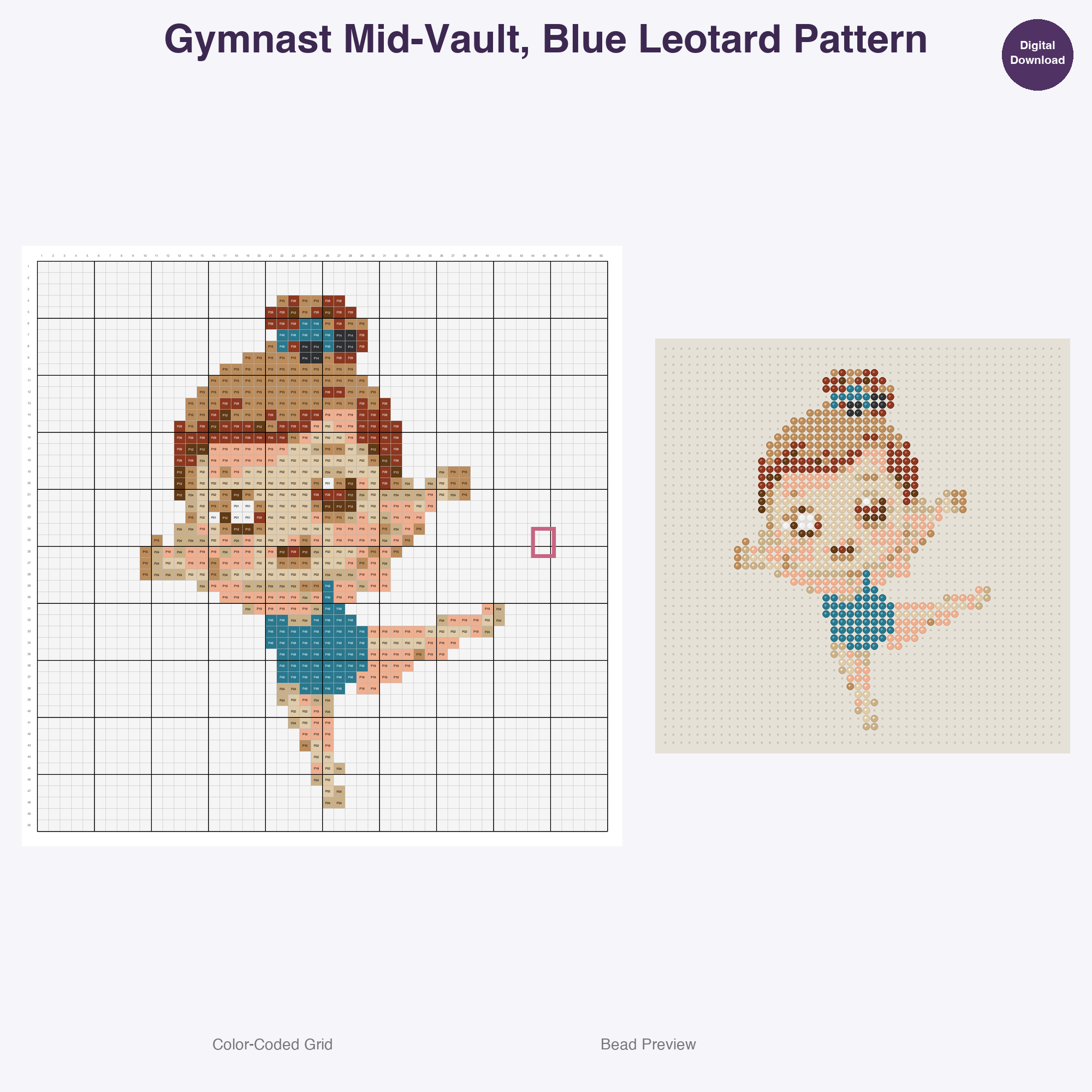 Sparkle Spin Performers Perler Bead Patterns, 48 Designs x 2 Grid Sizes (50x50 + 128x128), Fuse Bead PDF Digital Download