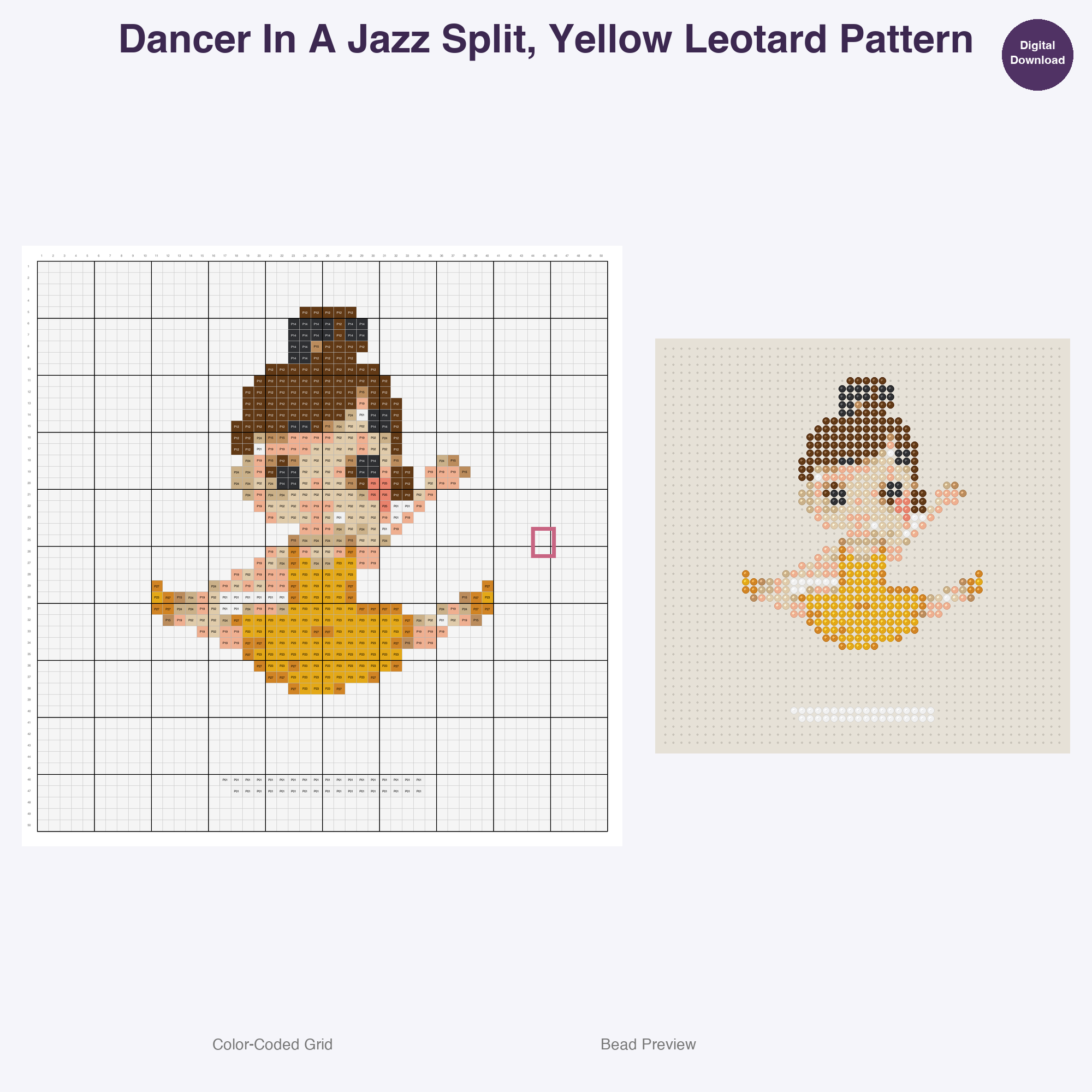 Sparkle Spin Performers Perler Bead Patterns, 48 Designs x 2 Grid Sizes (50x50 + 128x128), Fuse Bead PDF Digital Download