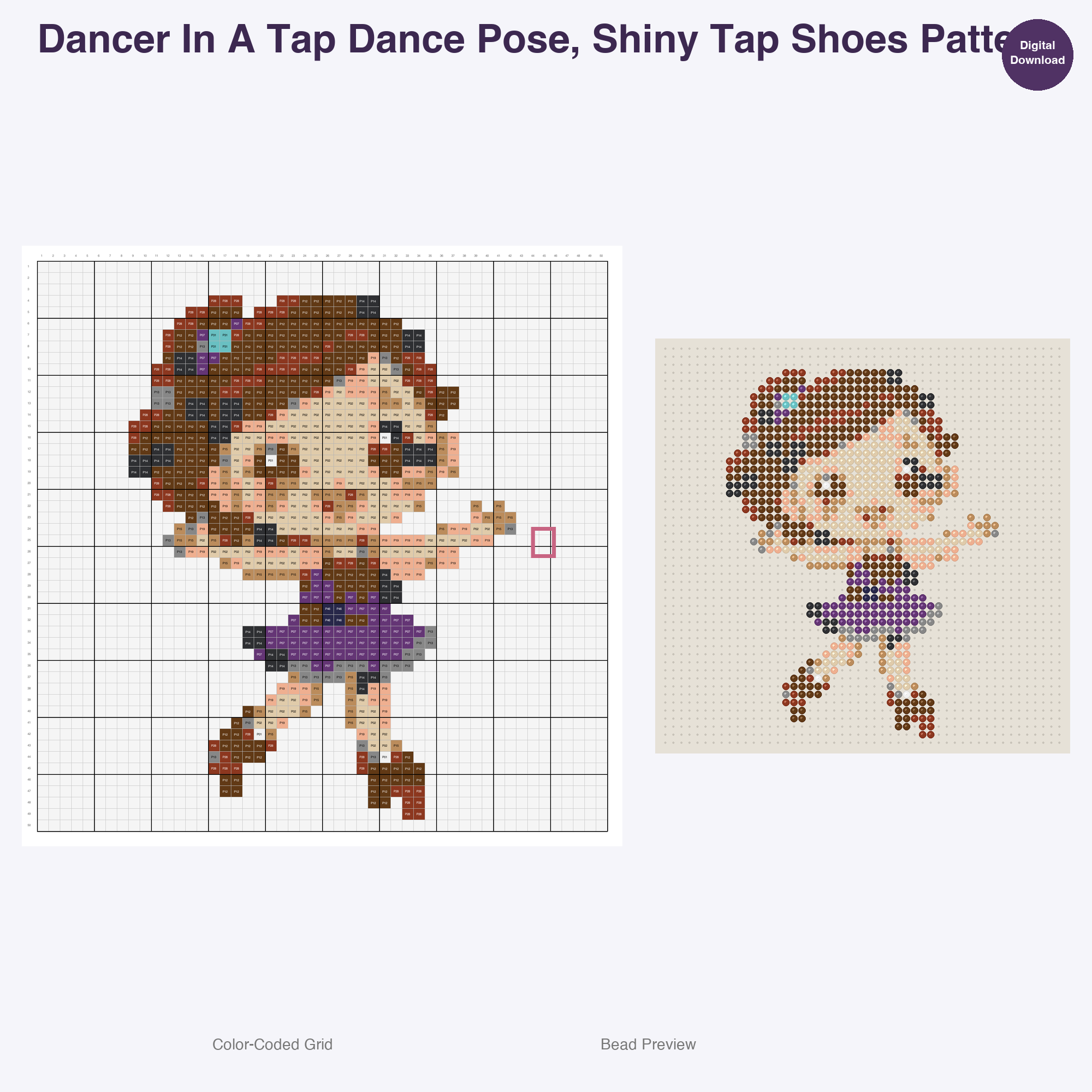 Sparkle Spin Performers Perler Bead Patterns, 48 Designs x 2 Grid Sizes (50x50 + 128x128), Fuse Bead PDF Digital Download