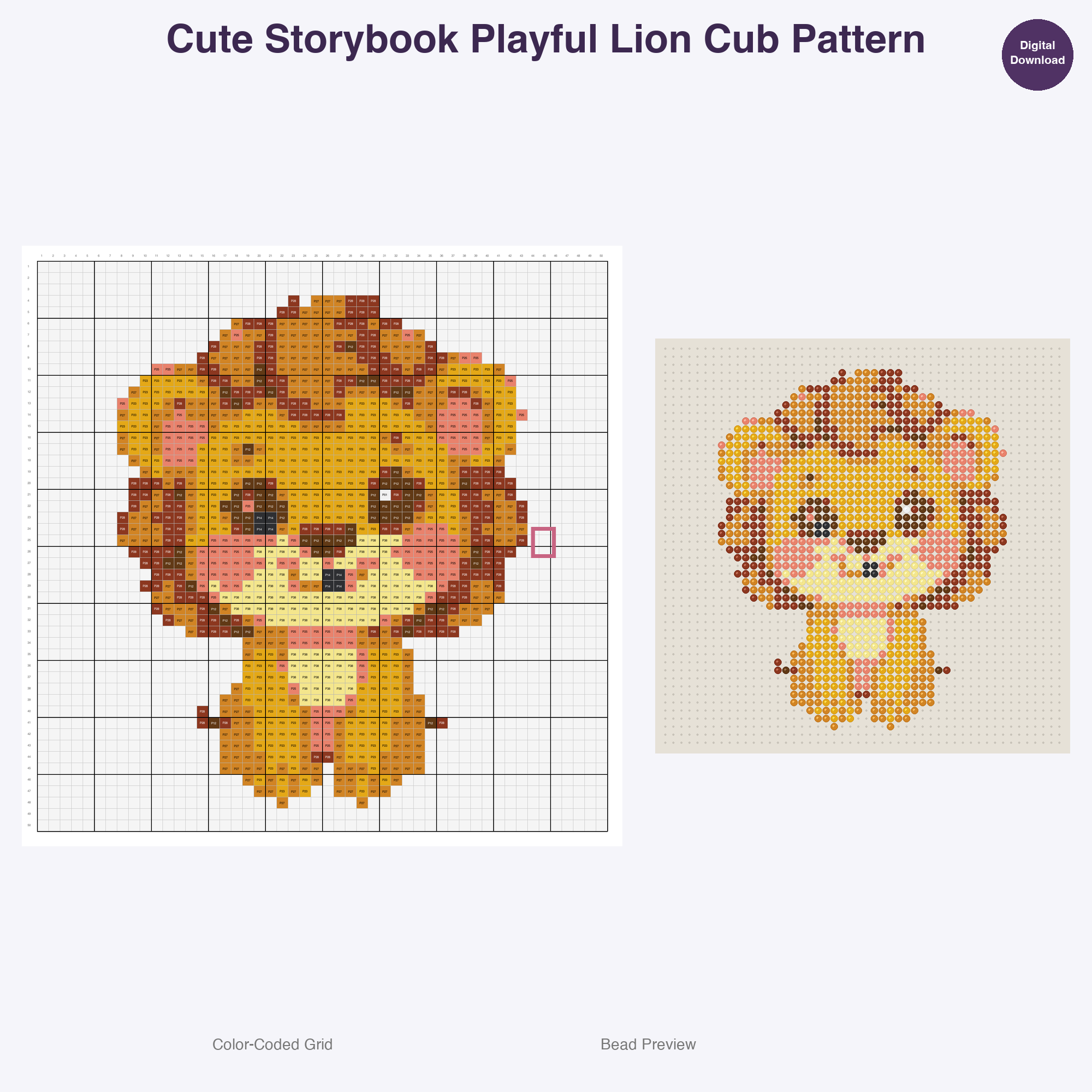 Storybook Safari Animals Perler Bead Patterns Bundle, 48 Designs (PDF Digital Download)