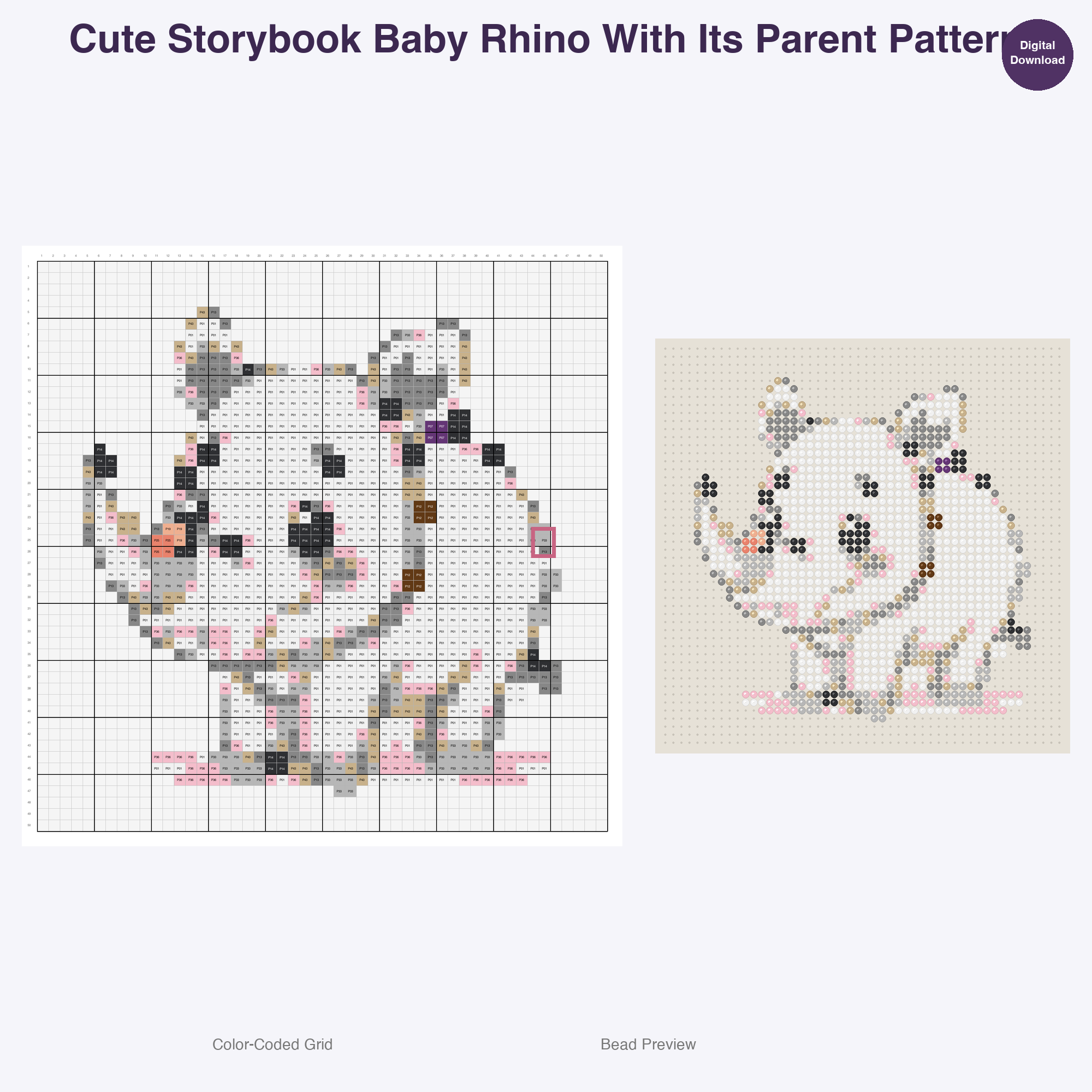 Storybook Safari Animals Perler Bead Patterns Bundle, 48 Designs (PDF Digital Download)