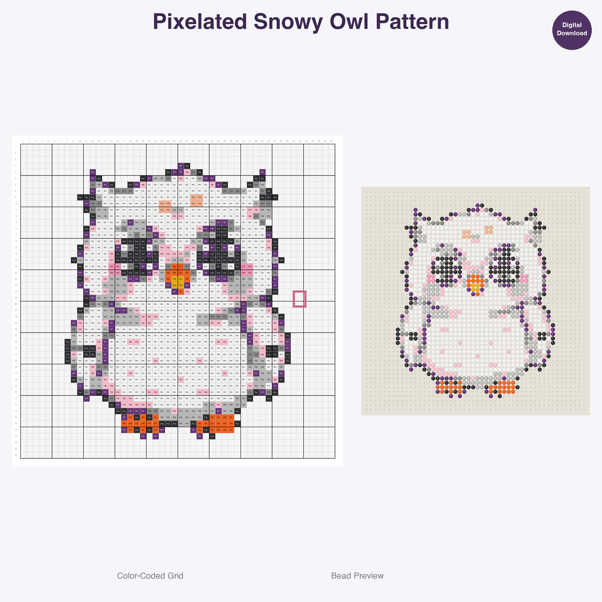 Stylized Forest Animals Perler Bead Patterns, 48 Designs x 3 Grid Sizes (29x29 + 50x50 + 128x128), Fuse Bead PDF Digital Download