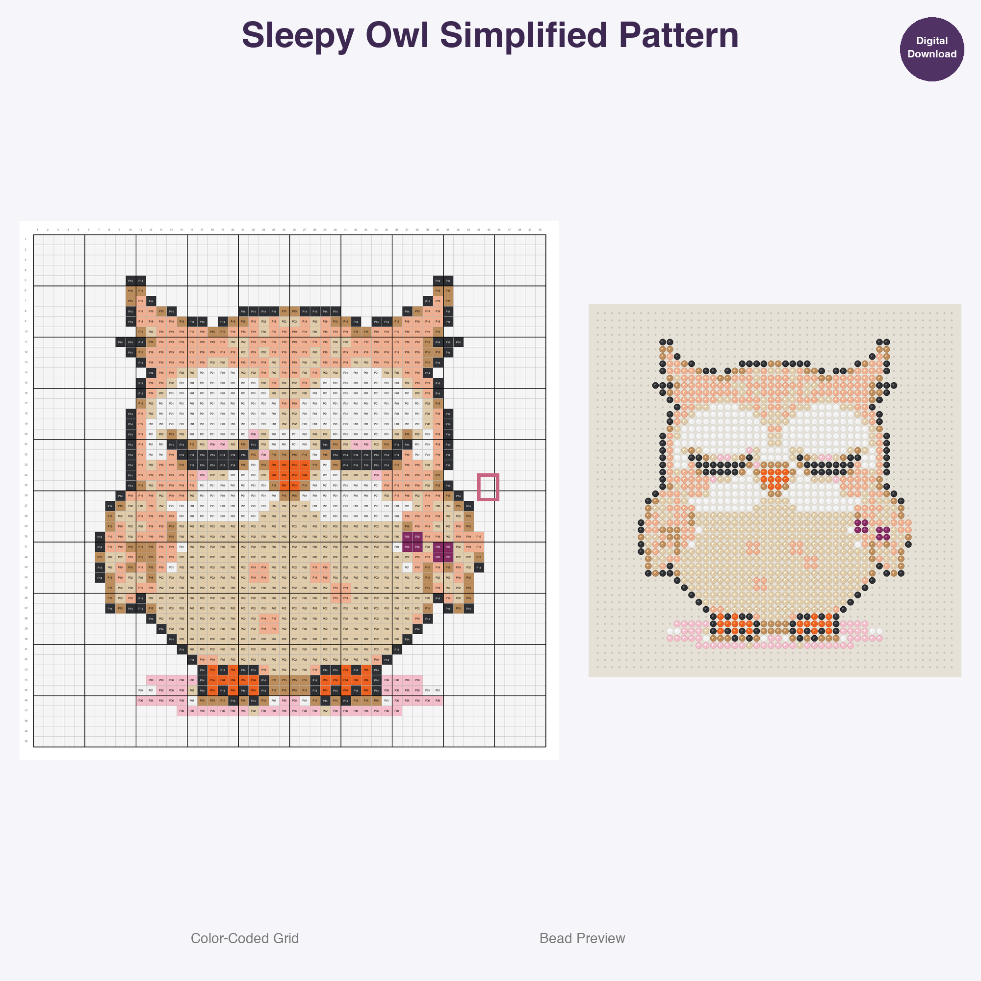 Stylized Forest Animals Perler Bead Patterns, 48 Designs x 3 Grid Sizes (29x29 + 50x50 + 128x128), Fuse Bead PDF Digital Download