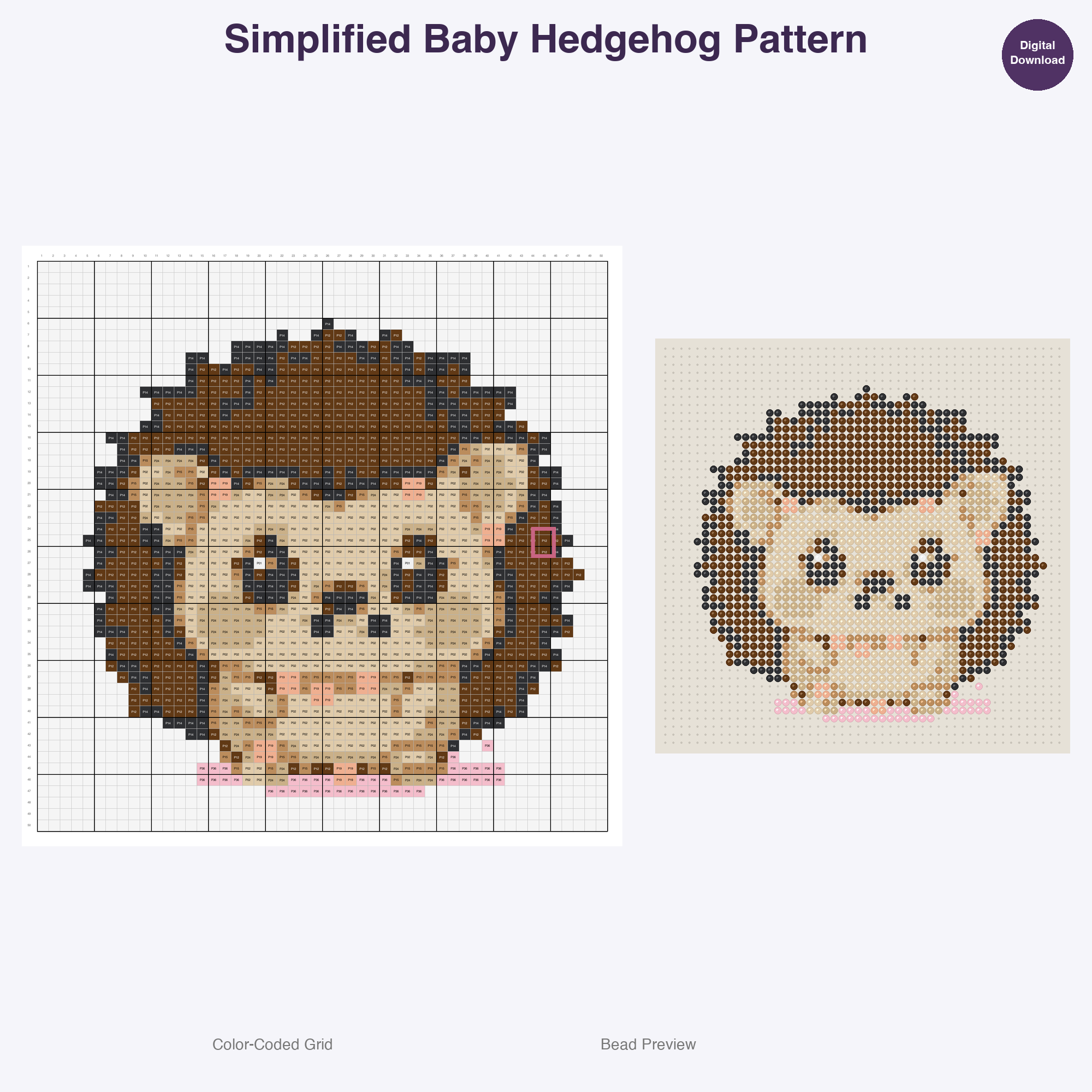 Stylized Forest Animals Perler Bead Patterns, 48 Designs x 3 Grid Sizes (29x29 + 50x50 + 128x128), Fuse Bead PDF Digital Download