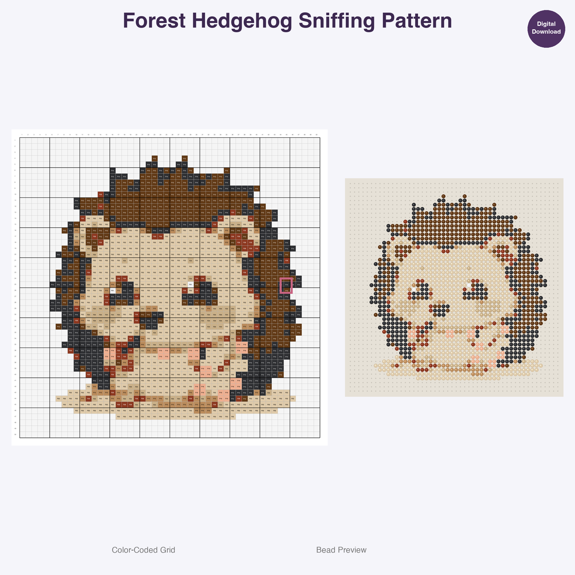 Stylized Forest Animals Perler Bead Patterns, 48 Designs x 3 Grid Sizes (29x29 + 50x50 + 128x128), Fuse Bead PDF Digital Download