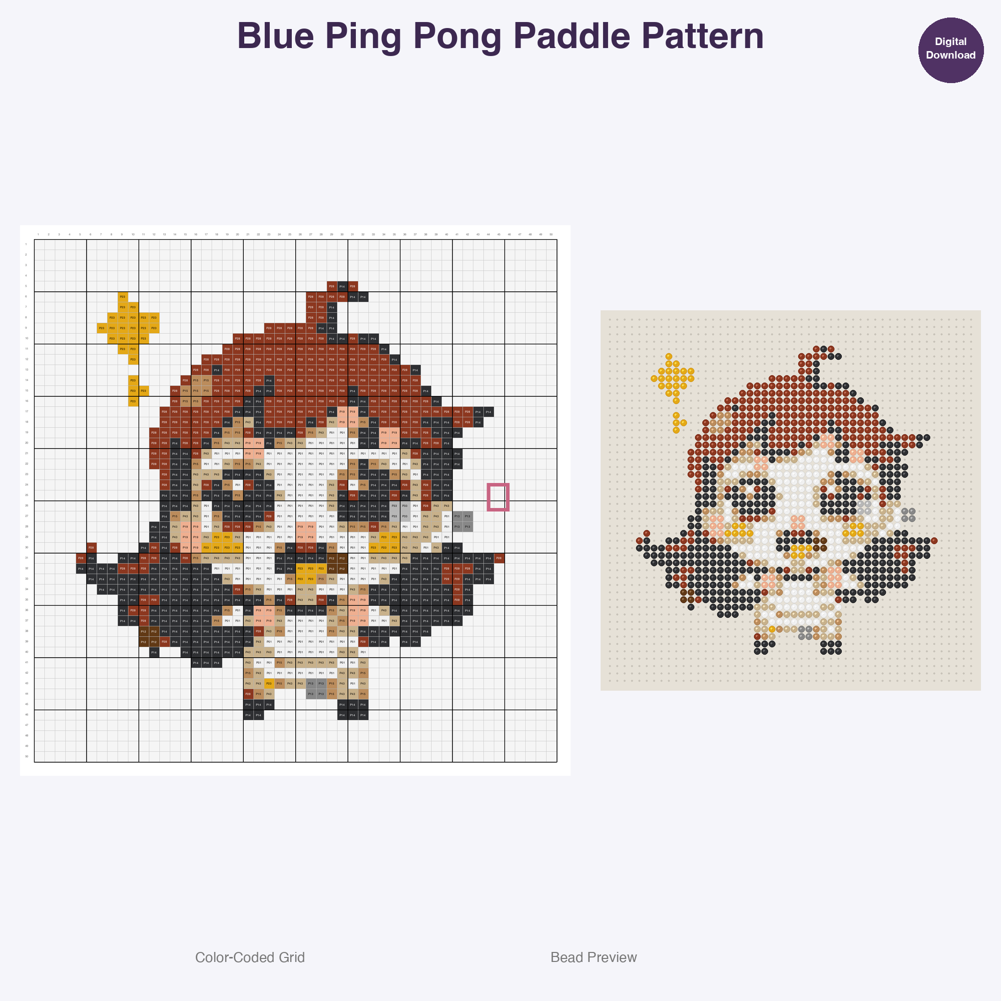 Cute Kids Table Tennis Perler Bead Patterns Bundle, 48 Designs (PDF Digital Download)