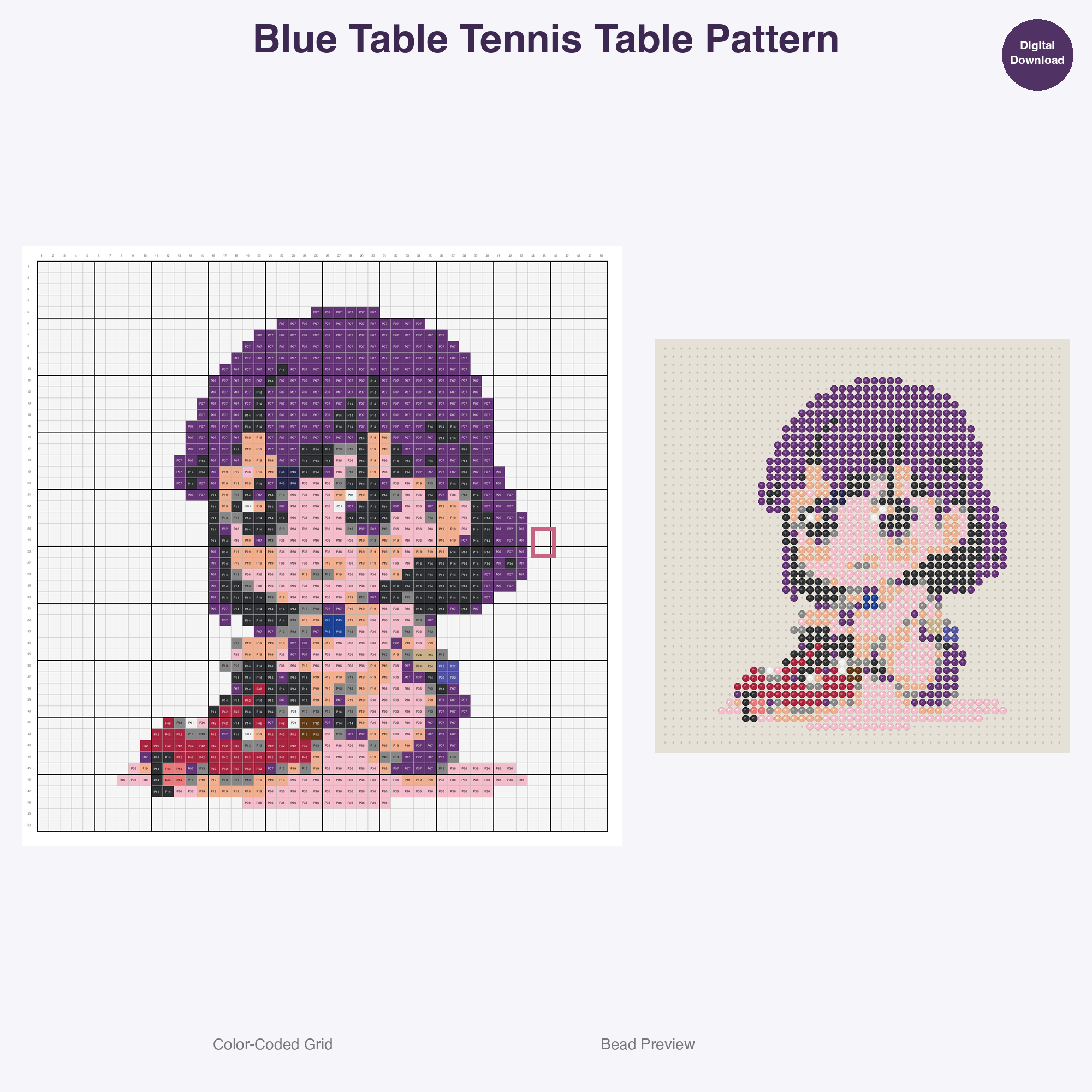 Cute Kids Table Tennis Perler Bead Patterns Bundle, 48 Designs (PDF Digital Download)