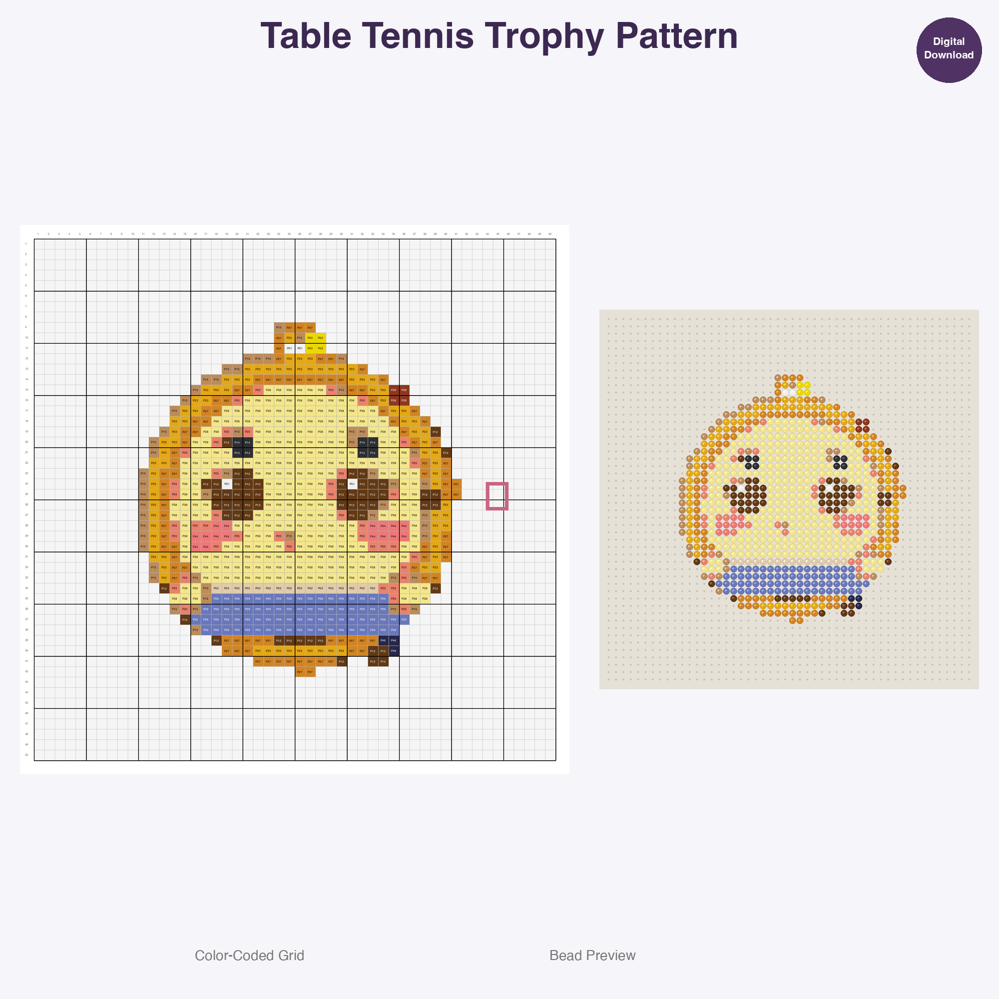 Cute Kids Table Tennis Perler Bead Patterns Bundle, 48 Designs (PDF Digital Download)