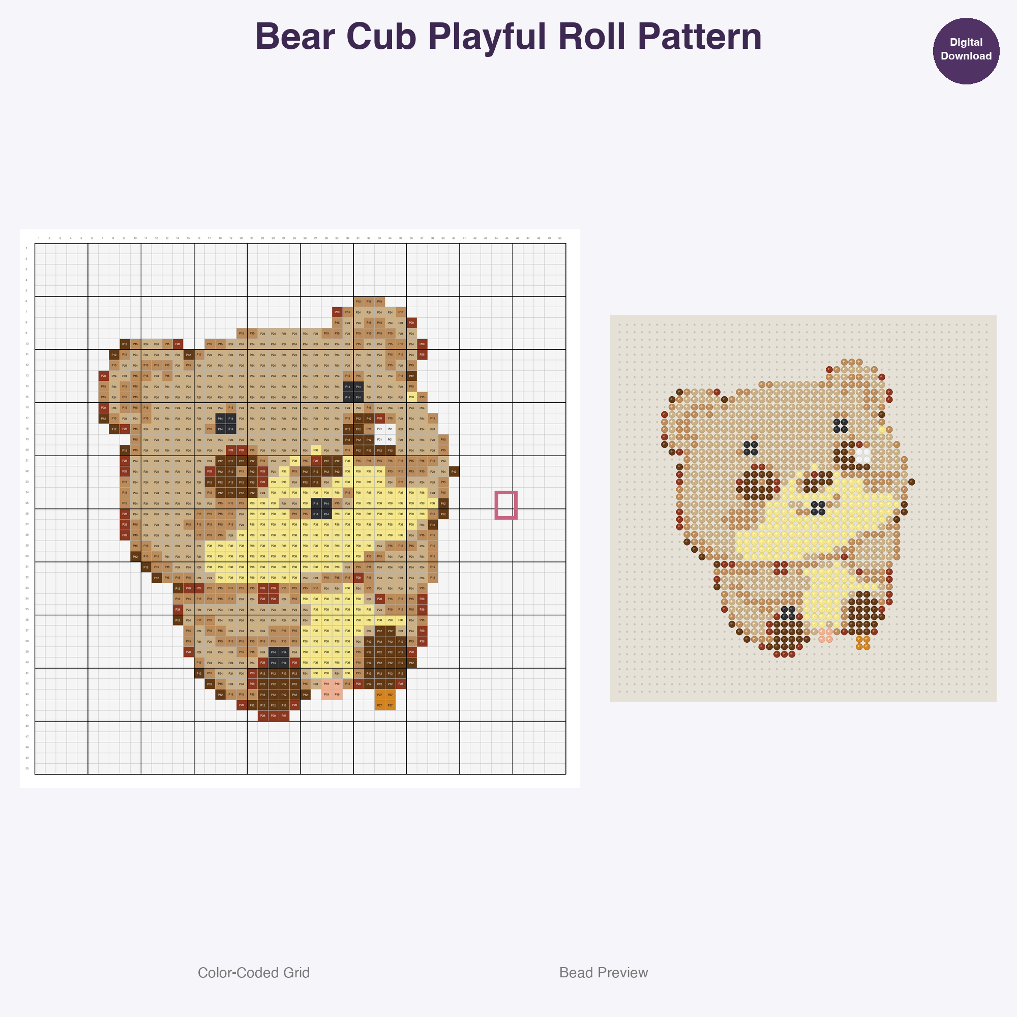Tiny Paws Playdate Perler Bead Patterns, 48 Designs x 3 Grid Sizes (29x29 + 50x50 + 128x128), Fuse Bead PDF Digital Download
