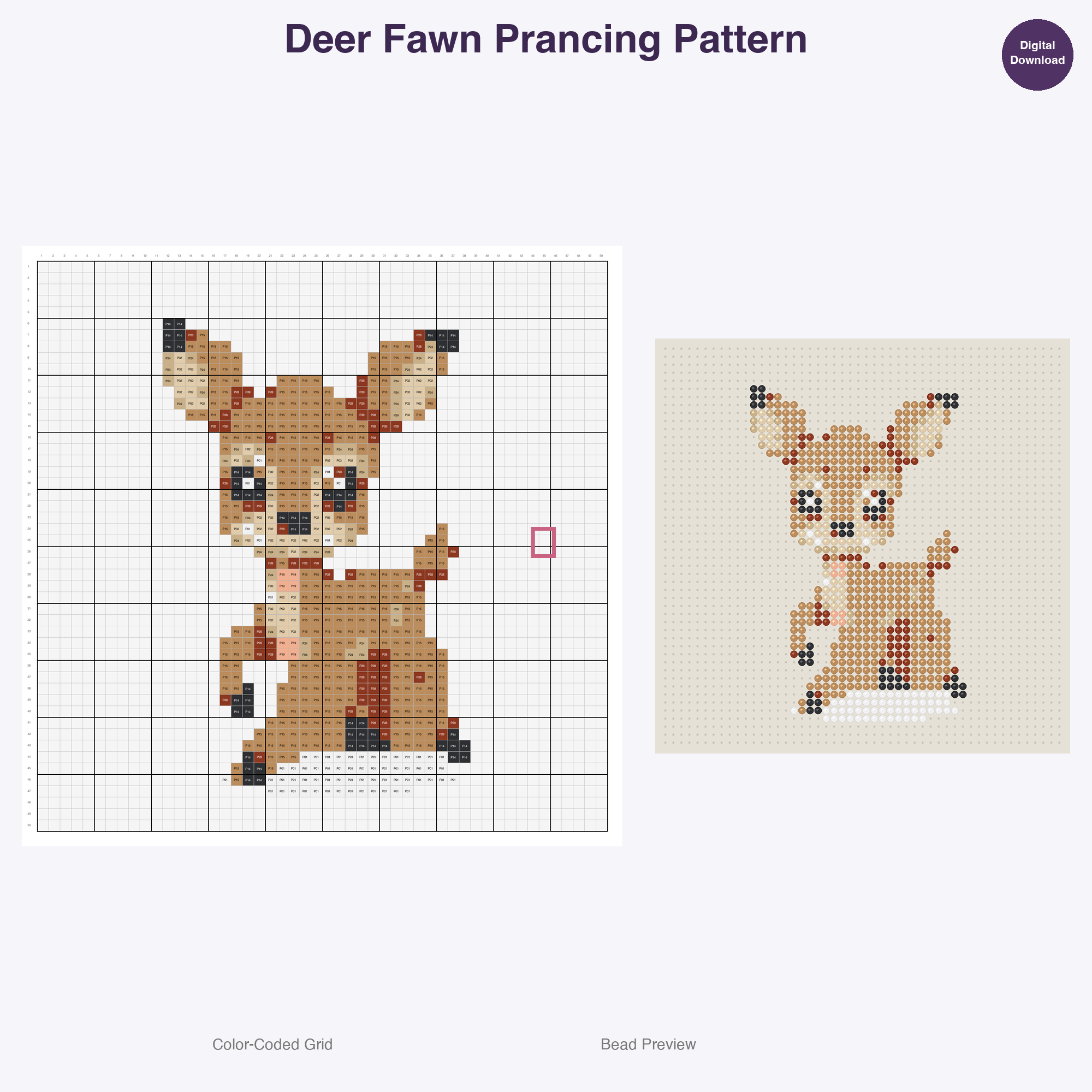 Tiny Paws Playdate Perler Bead Patterns, 48 Designs x 3 Grid Sizes (29x29 + 50x50 + 128x128), Fuse Bead PDF Digital Download