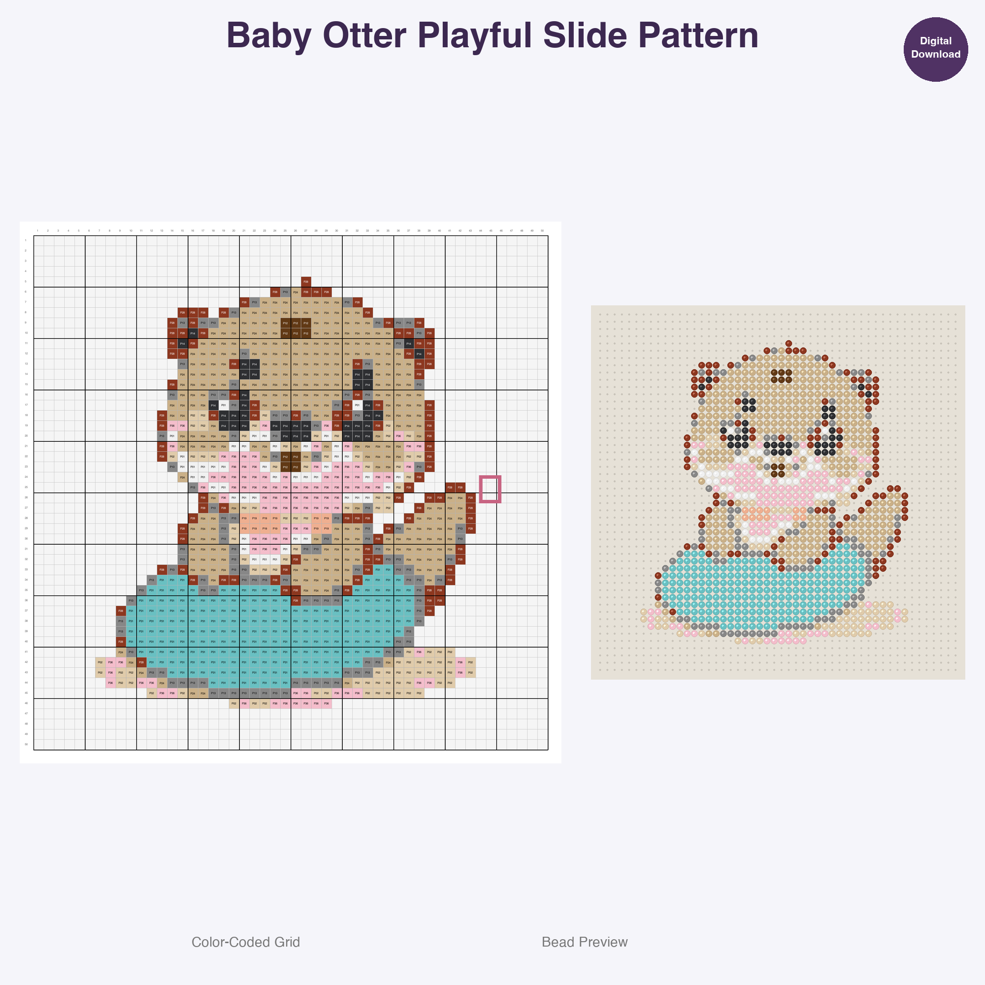 Tiny Paws Playdate Perler Bead Patterns, 48 Designs x 3 Grid Sizes (29x29 + 50x50 + 128x128), Fuse Bead PDF Digital Download