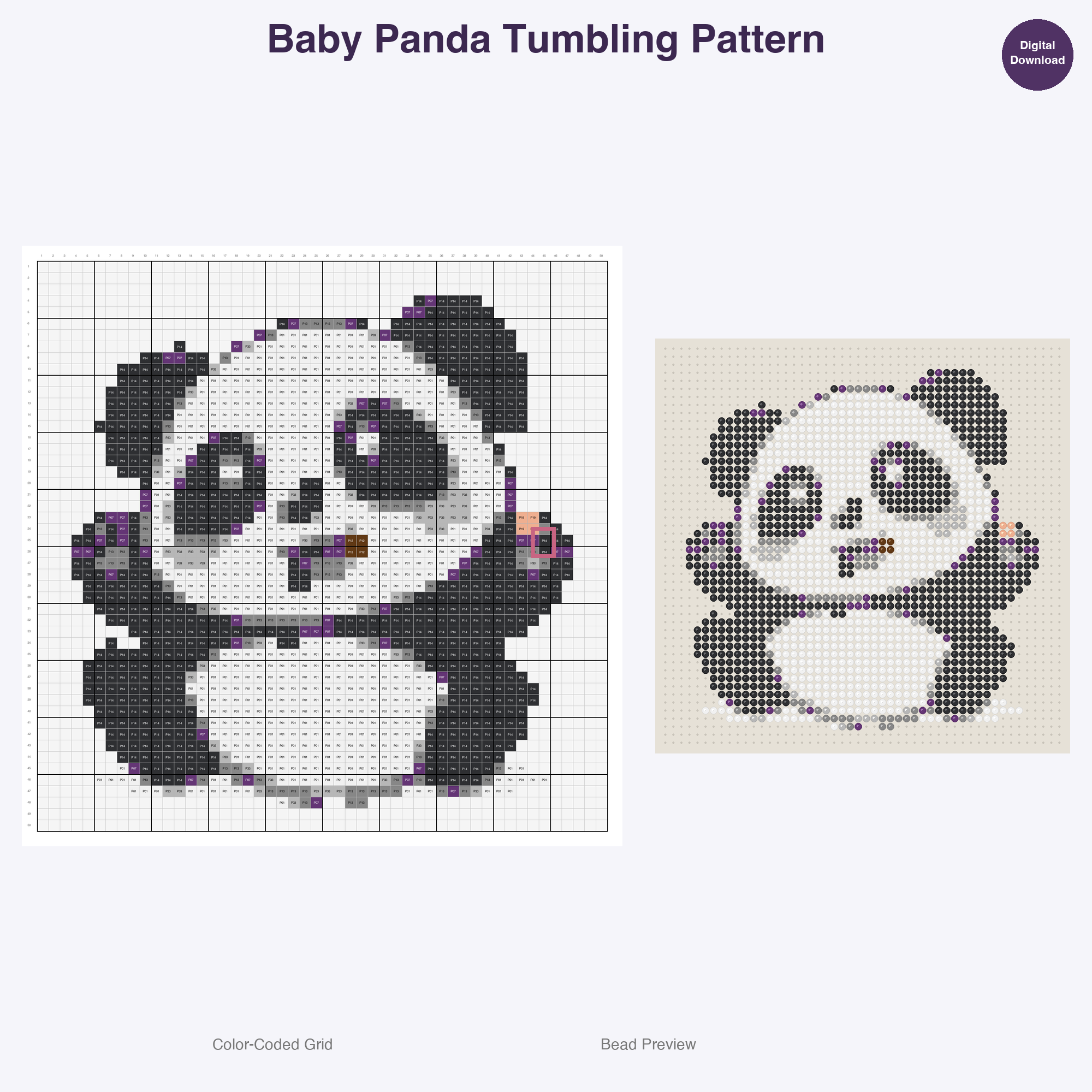 Tiny Paws Playdate Perler Bead Patterns, 48 Designs x 3 Grid Sizes (29x29 + 50x50 + 128x128), Fuse Bead PDF Digital Download