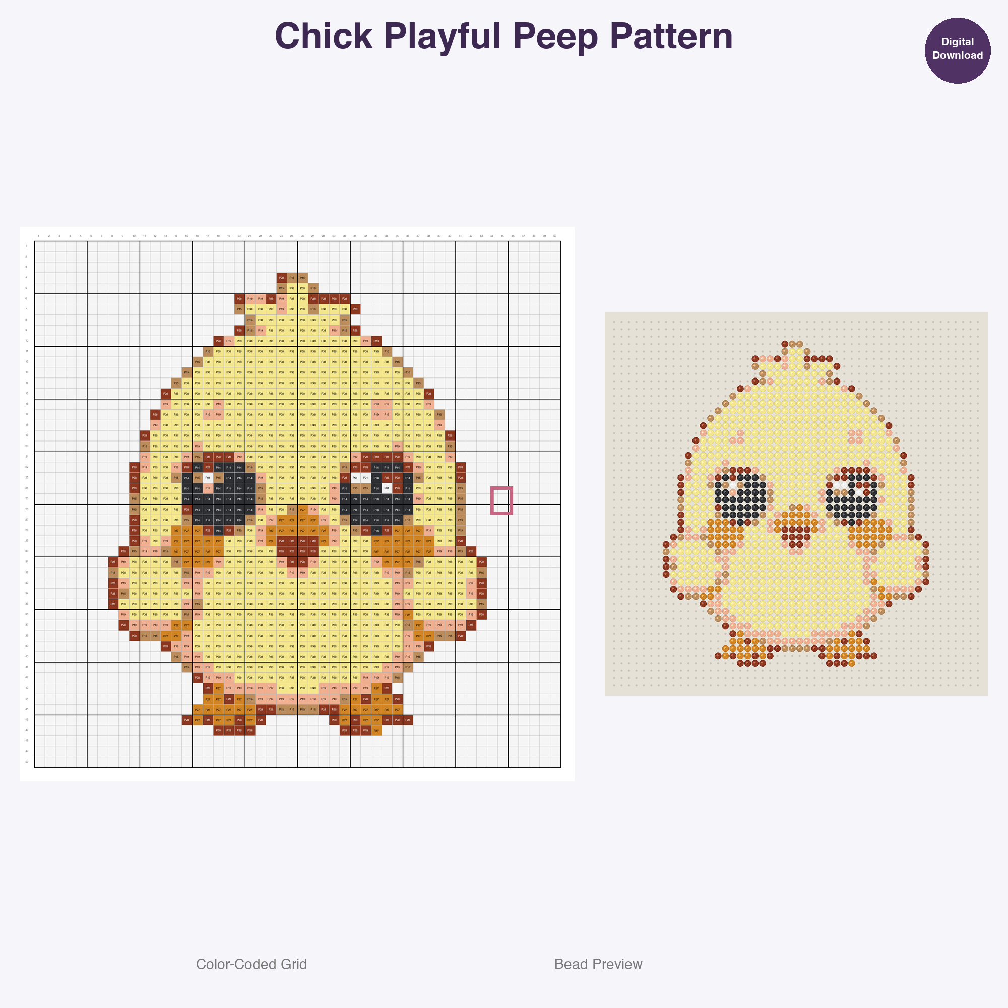 Tiny Paws Playdate Perler Bead Patterns, 48 Designs x 3 Grid Sizes (29x29 + 50x50 + 128x128), Fuse Bead PDF Digital Download