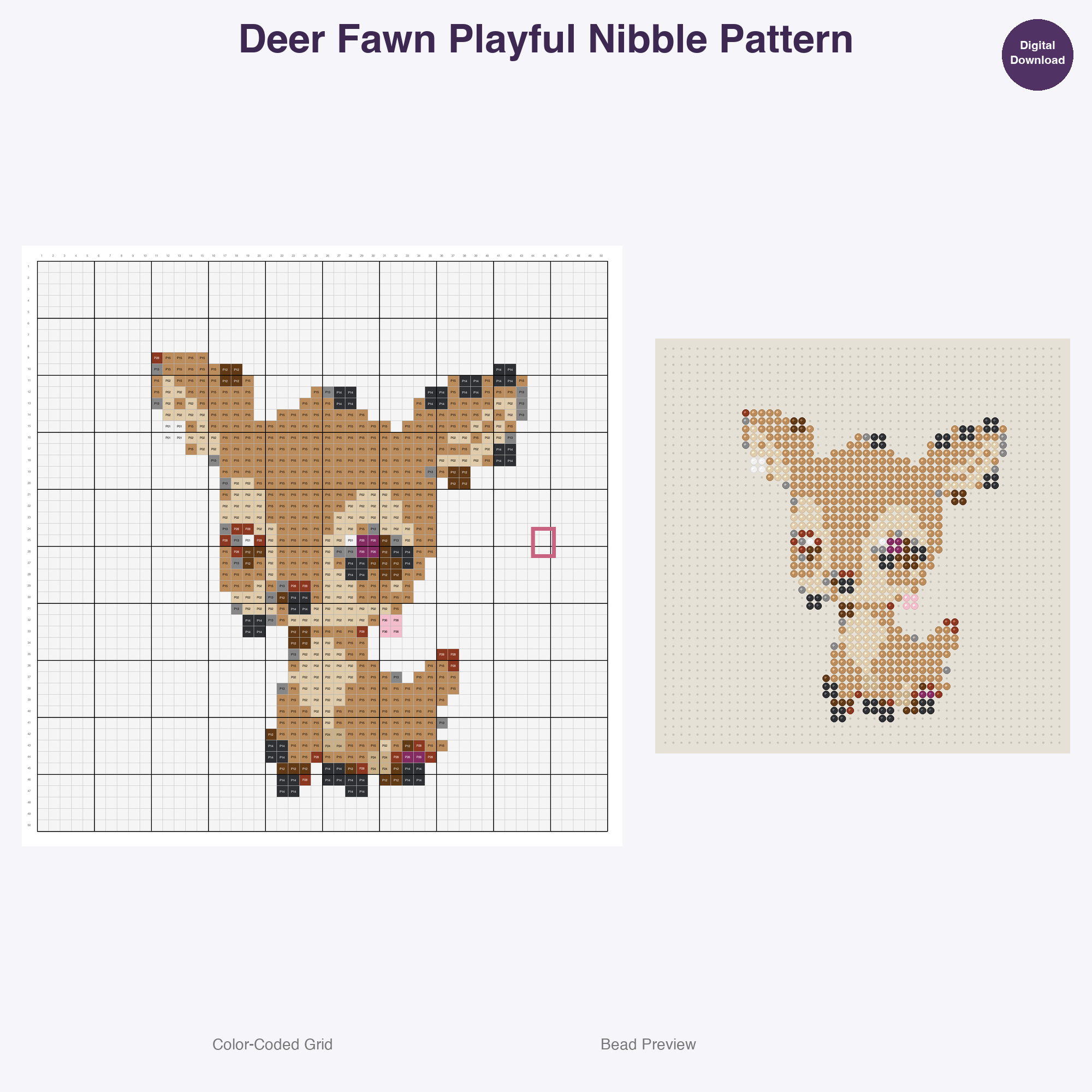 Tiny Paws Playdate Perler Bead Patterns, 48 Designs x 3 Grid Sizes (29x29 + 50x50 + 128x128), Fuse Bead PDF Digital Download