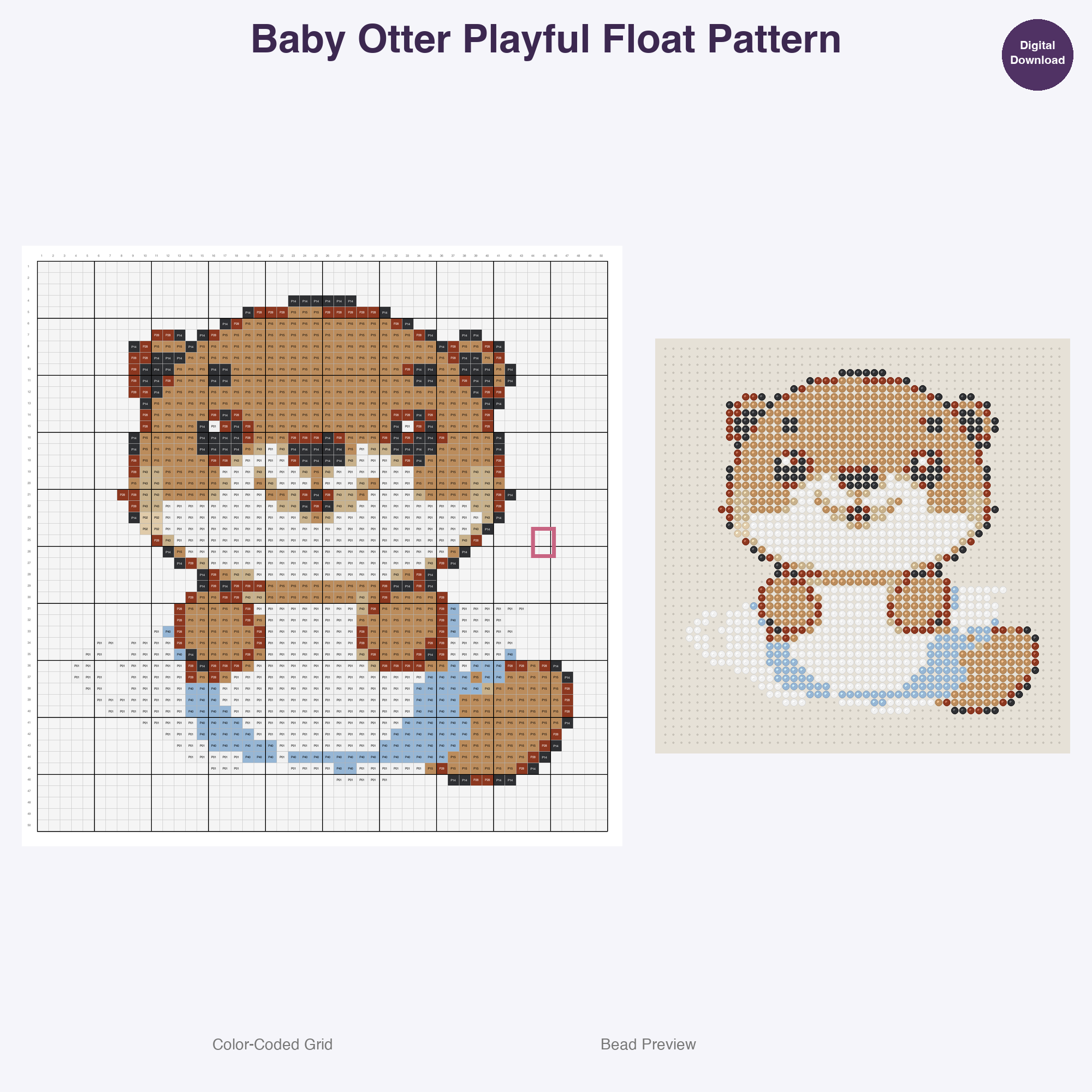 Tiny Paws Playdate Perler Bead Patterns, 48 Designs x 3 Grid Sizes (29x29 + 50x50 + 128x128), Fuse Bead PDF Digital Download
