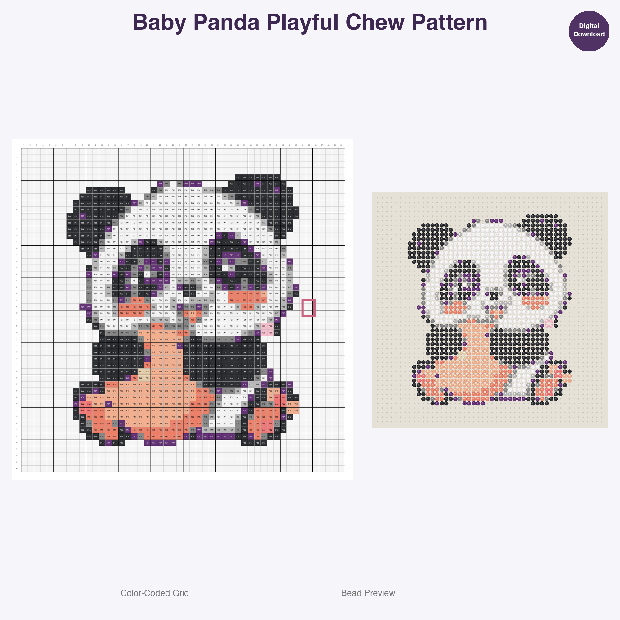 Tiny Paws Playdate Perler Bead Patterns, 48 Designs x 3 Grid Sizes (29x29 + 50x50 + 128x128), Fuse Bead PDF Digital Download