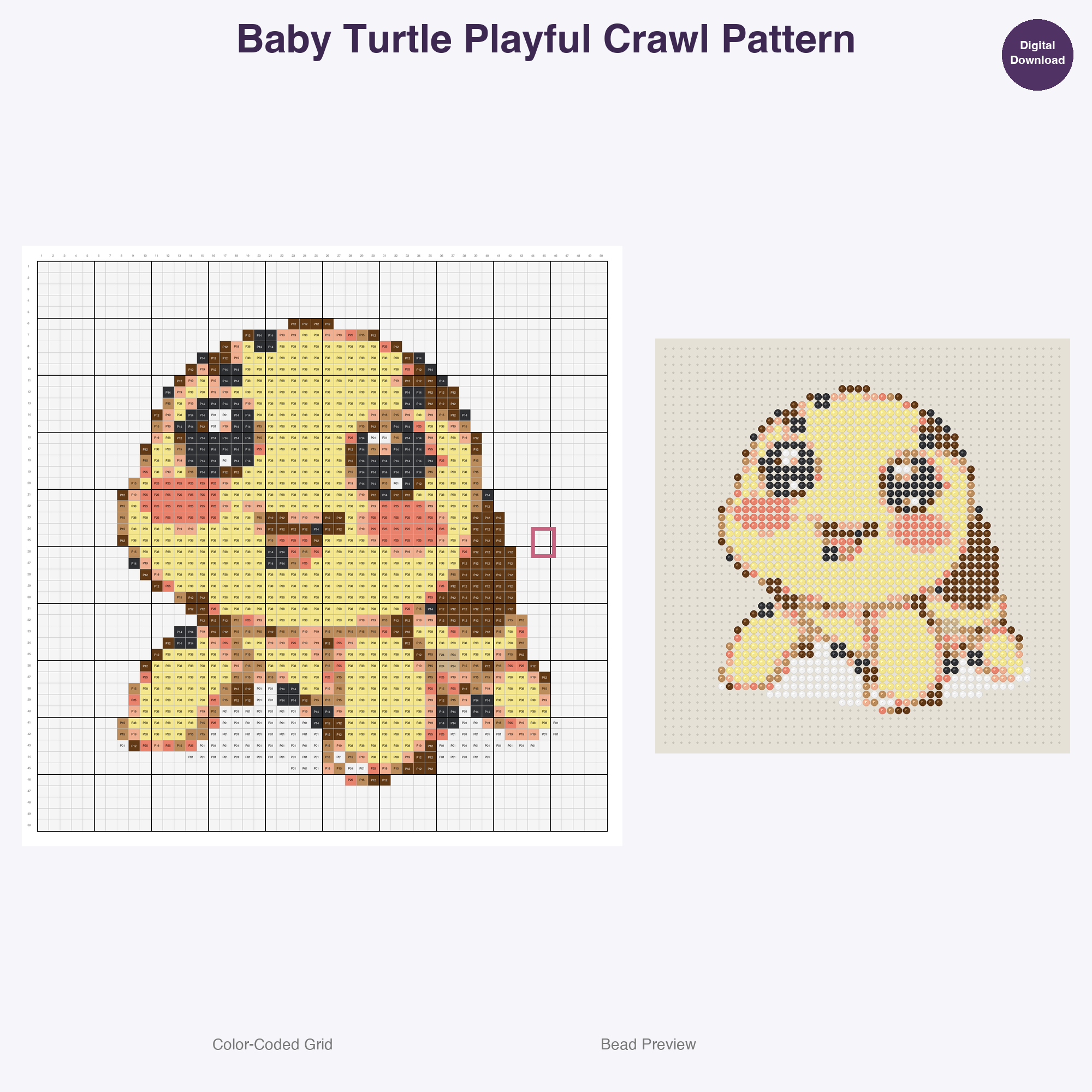 Tiny Paws Playdate Perler Bead Patterns, 48 Designs x 3 Grid Sizes (29x29 + 50x50 + 128x128), Fuse Bead PDF Digital Download