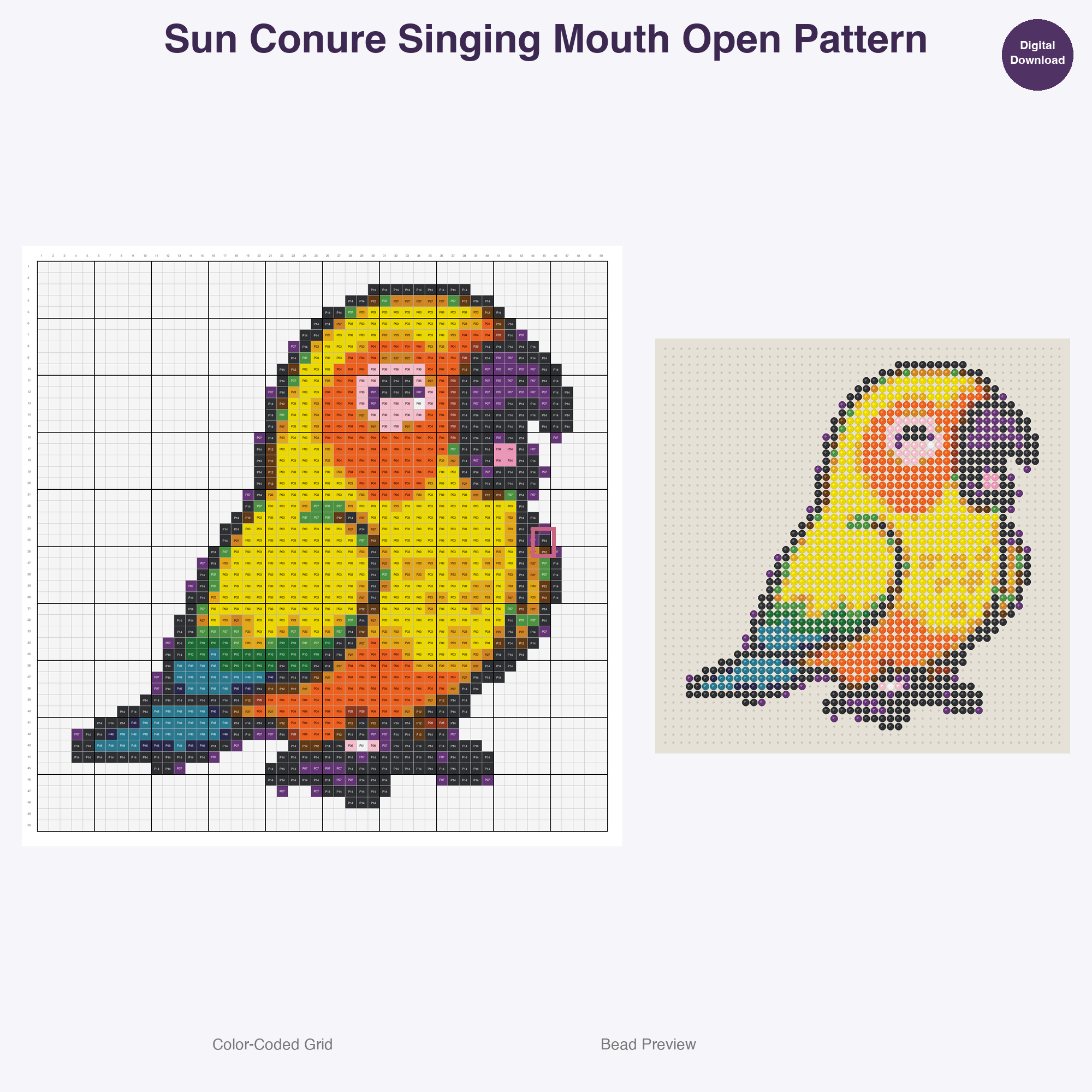 Tropical Birds Paradise Perler Bead Patterns, 48 Designs x 3 Grid Sizes (29x29 + 50x50 + 128x128), Fuse Bead PDF Digital Download